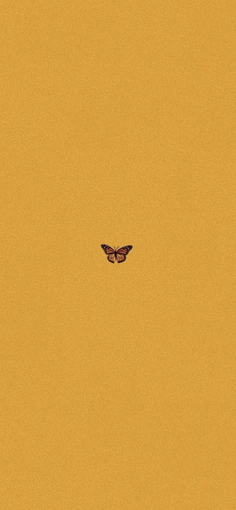 Wallpaper, yellow aesthetic butterfly IPhone X