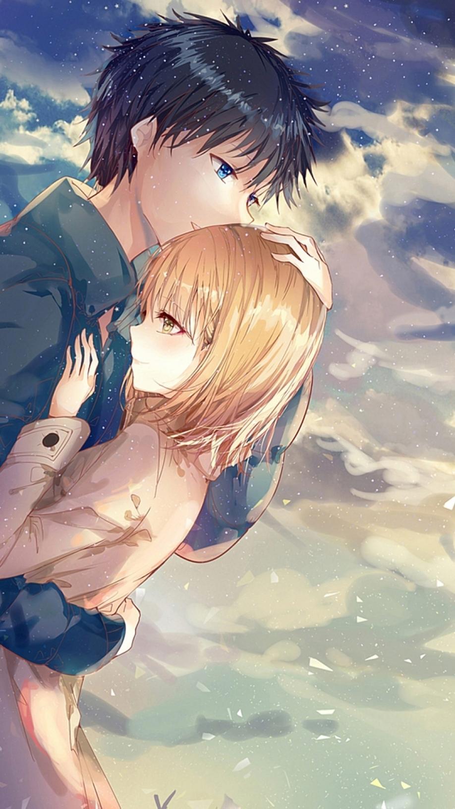 Download Anime Couple Hug Romance HD Wallpaper And Background