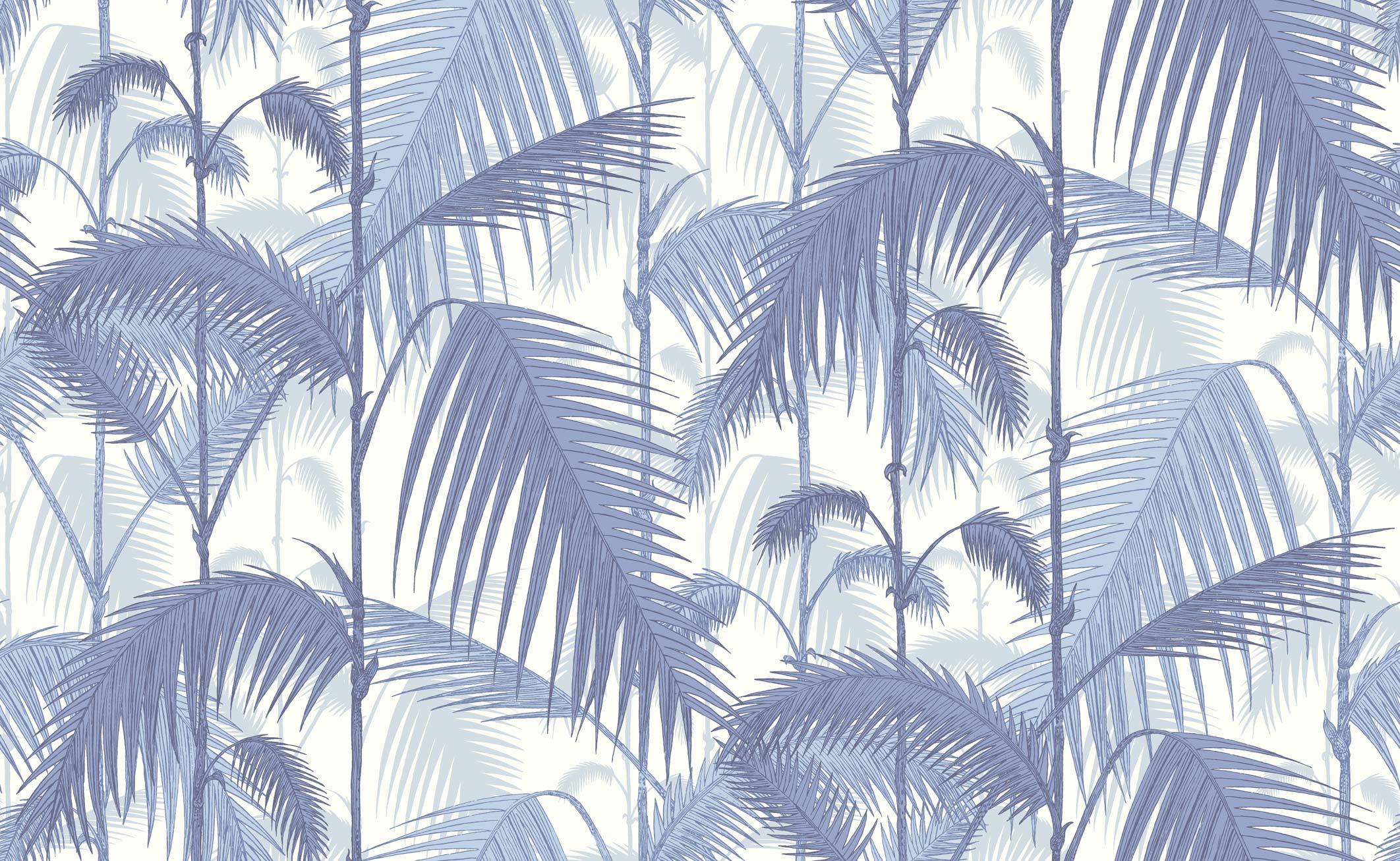 Palm Jungle in China Blue