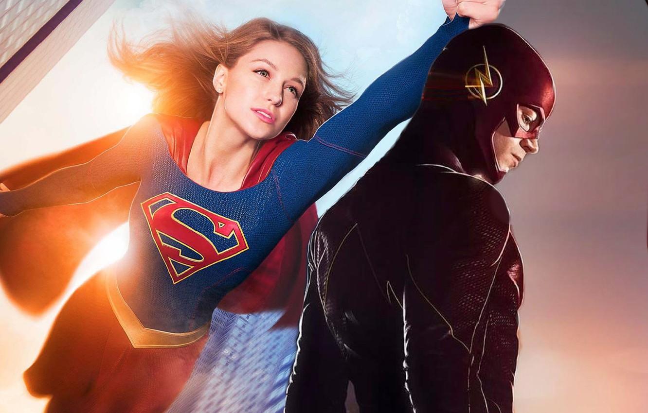 Wallpaper crossover, supergirl, Flash, Barry Allen, Melissa Benoist, Grunt Gustin, Kara Denver image for desktop, section фильмы