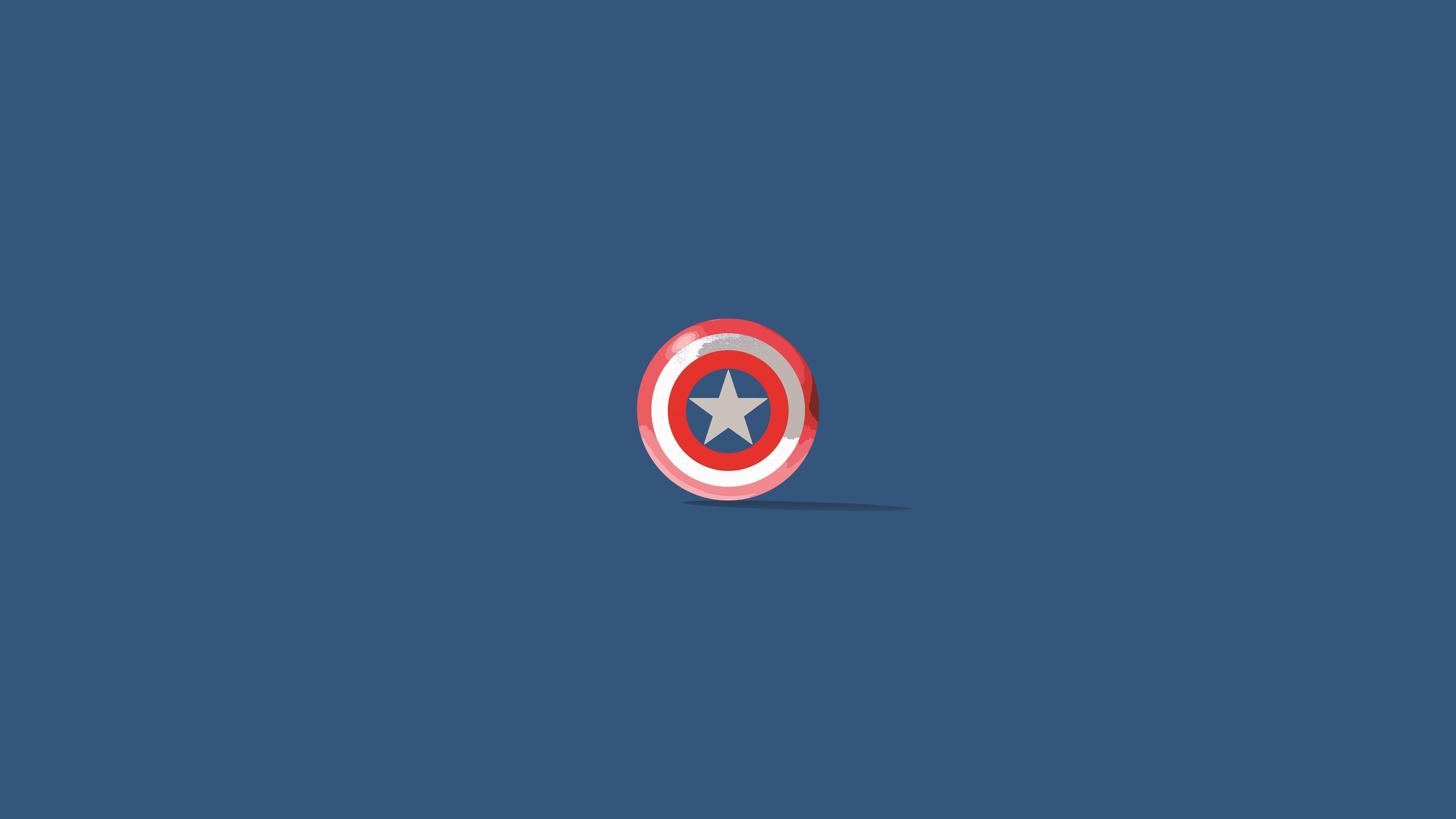 Captain America Shield Minimalism, HD Superheroes, 4k