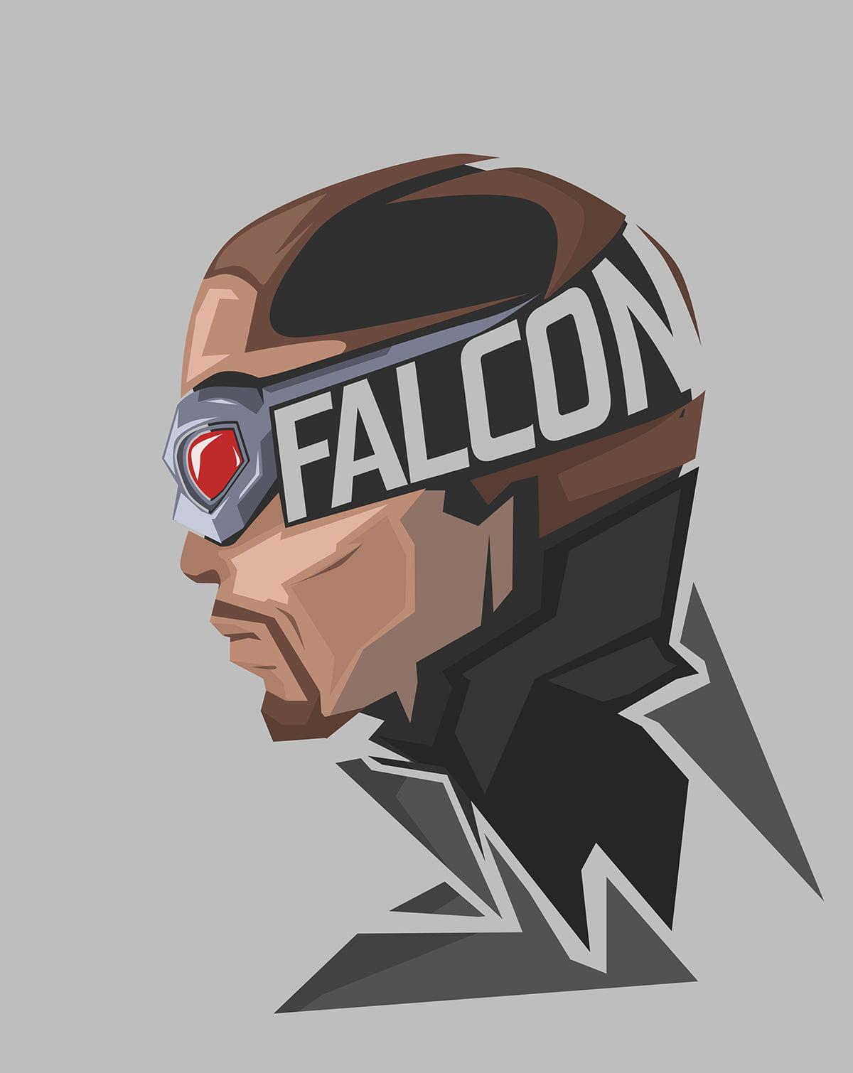 Marvel Falcon portrait painting, Falcon, Marvel Comics, gray