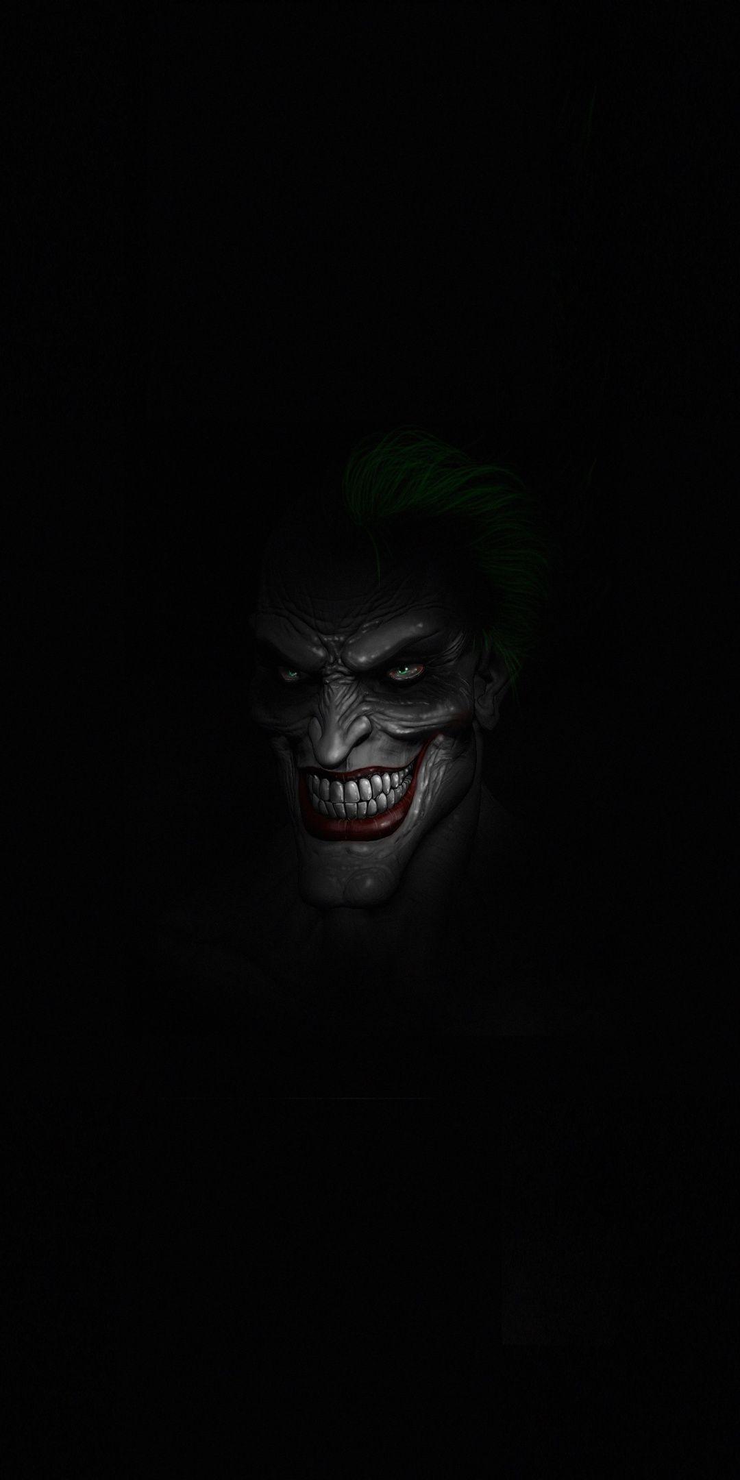 Joker's face, dark, minimal, 1080x2160 wallpaper. Batman