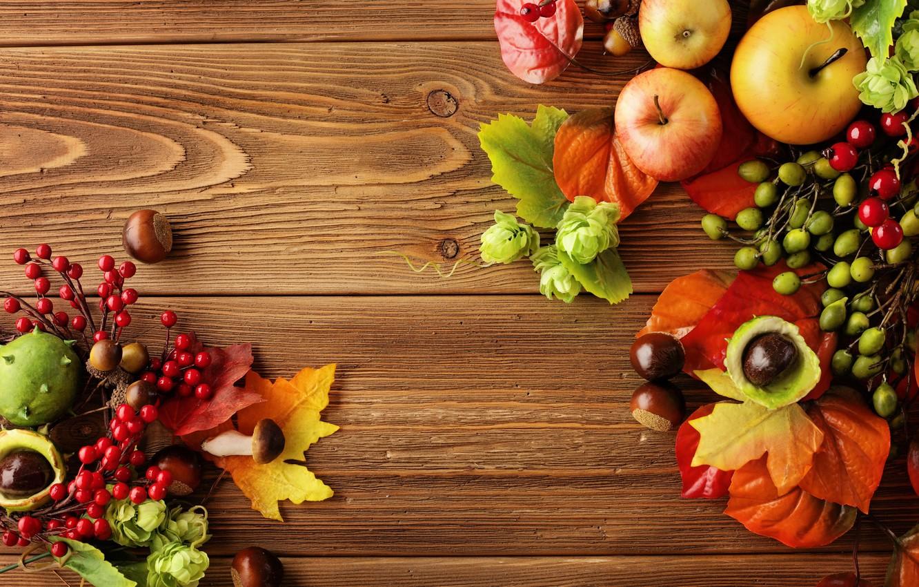 Wallpaper autumn, leaves, apples, still life, autumn, leaves, fruit, still life, berries, apples, harvest image for desktop, section еда