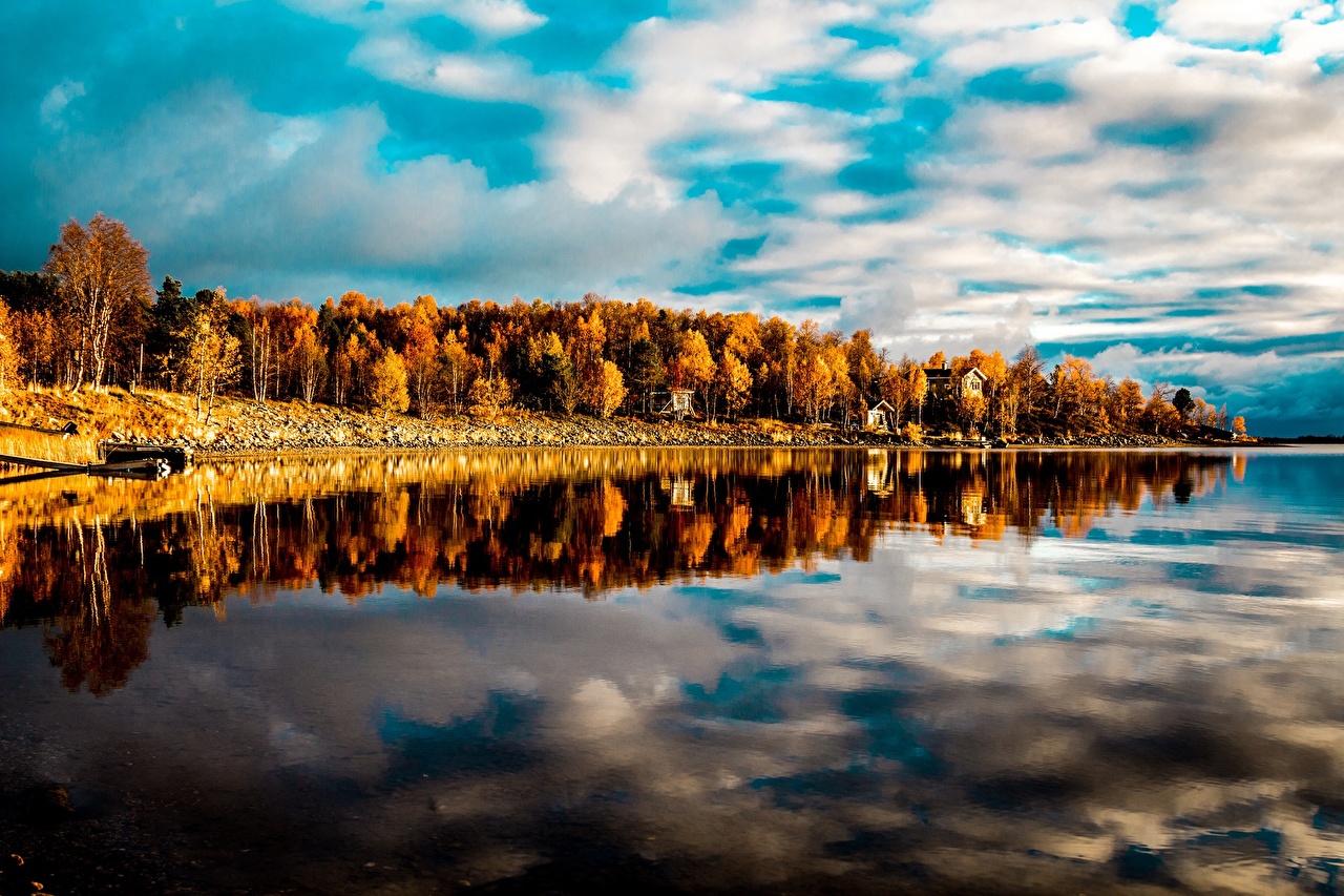 Desktop Wallpaper HDR Nature Autumn Sky Lake Trees Clouds