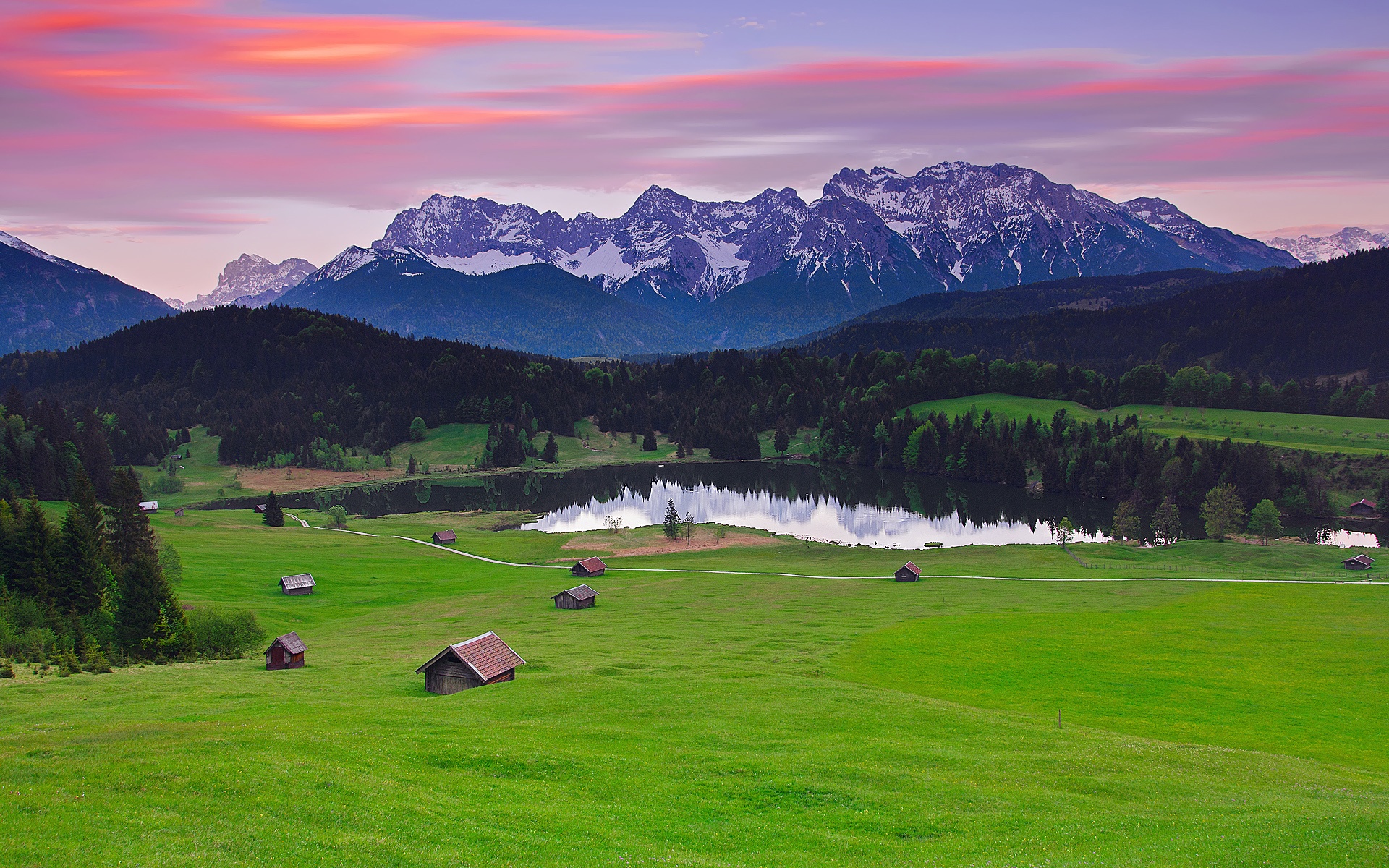 Wallpaper Germany Bavaria landscape, mountains alps, forest