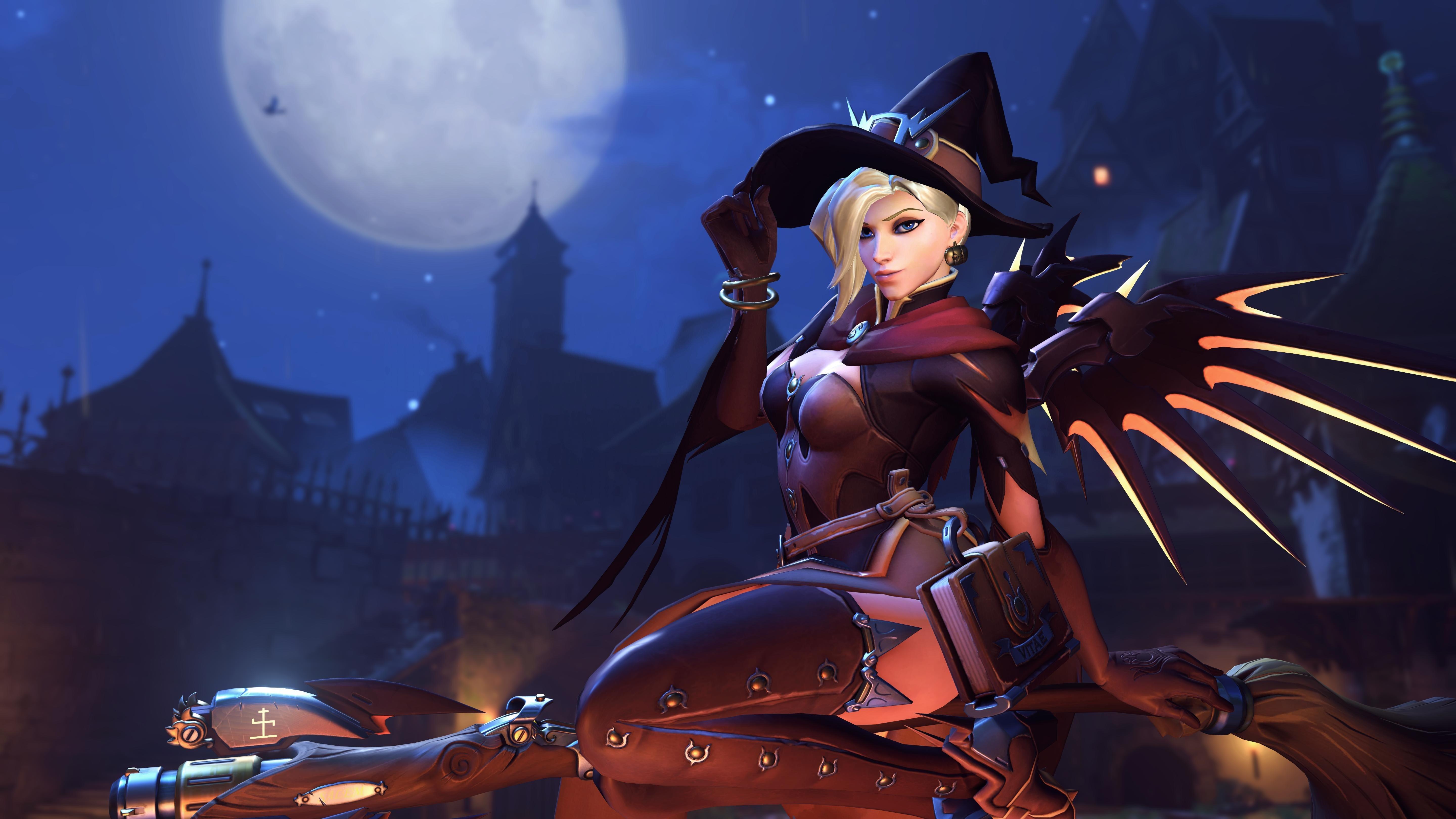 witch, Overwatch, Mercy (Overwatch), Halloween, Blizzard