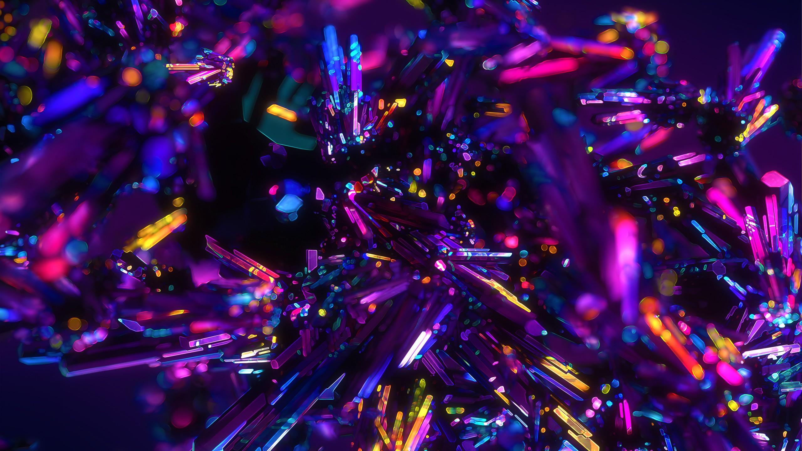 Wallpaper Crystals, Digital art, Purple, Abstract, Colorful