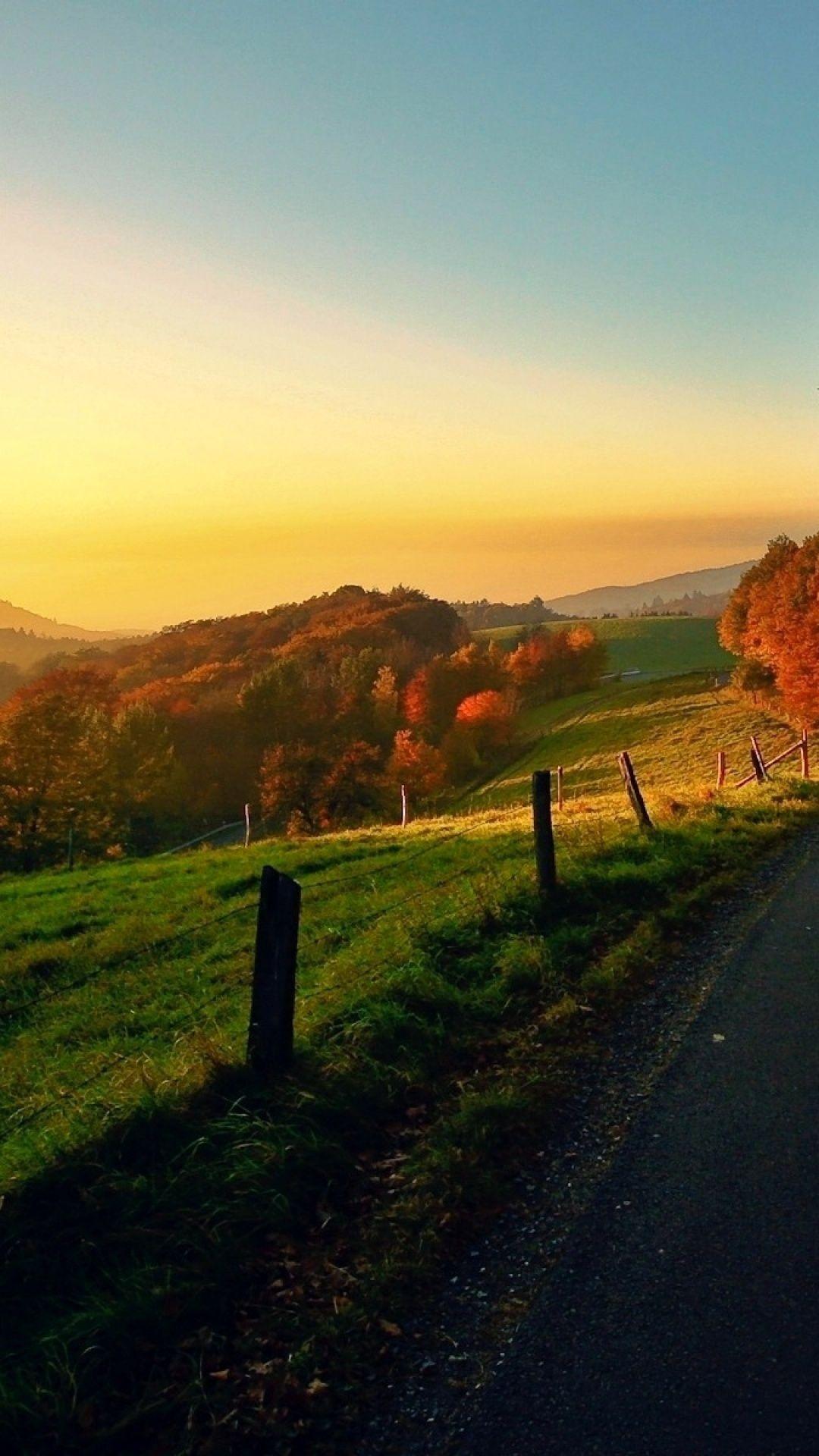 Countryside Autumn Landscape Android Wallpaper. Background