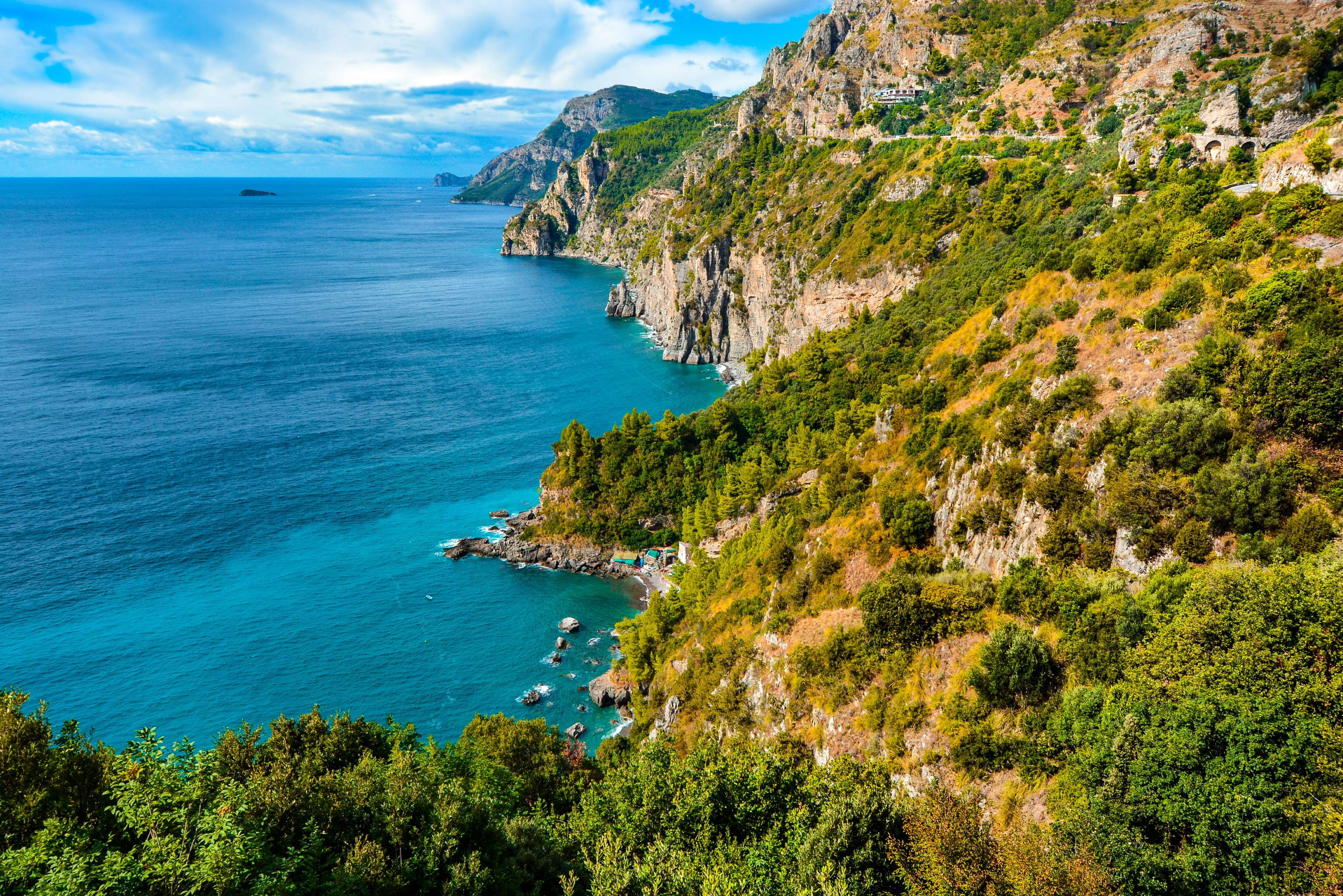 amalfi coast, bay, beach, blue, cliff, clouds, coast