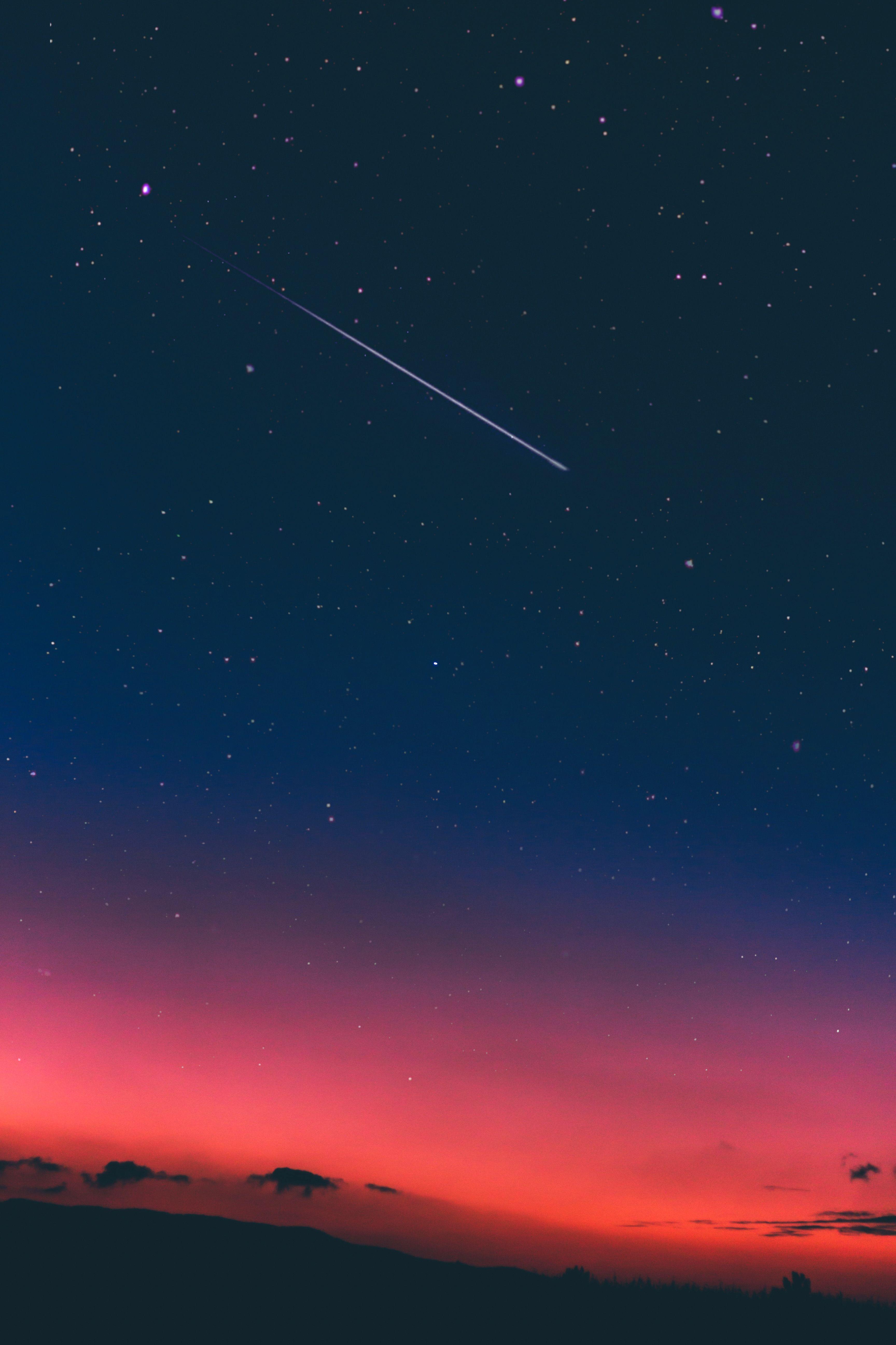 Night Sky with Shooting Star. TAGS: pink, blue, deep, sunset