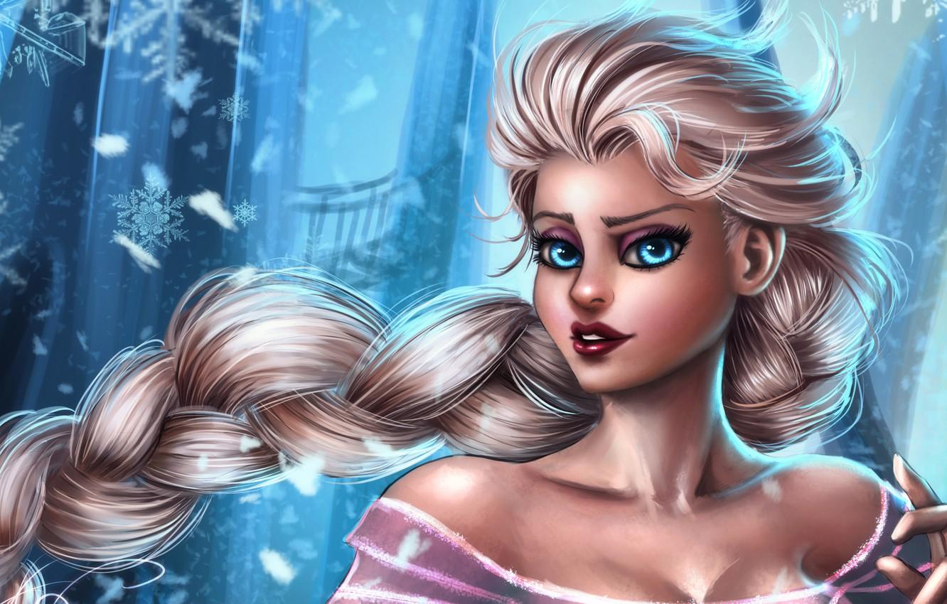 Blue Hair Elsa Snow Queen Frozen Wallpaper