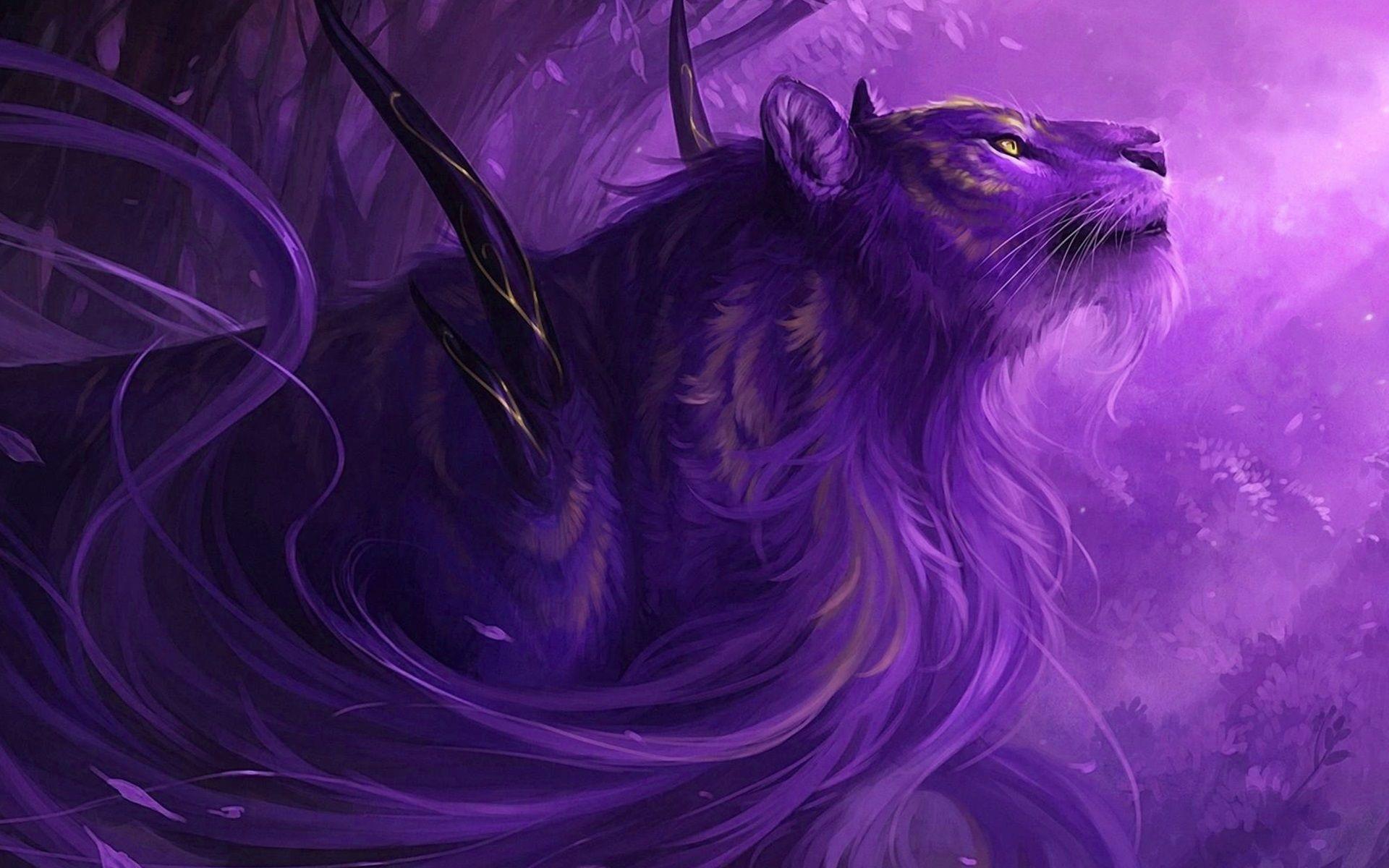 Purple Fantasy Lion Computer Wallpaper, Desktop Background