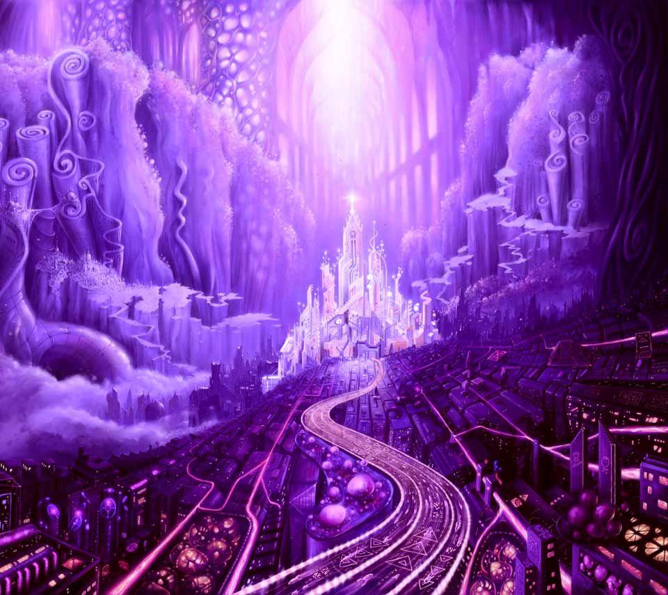Purple Cavern. Wallpaper on my Desktop. Fantasy landscape