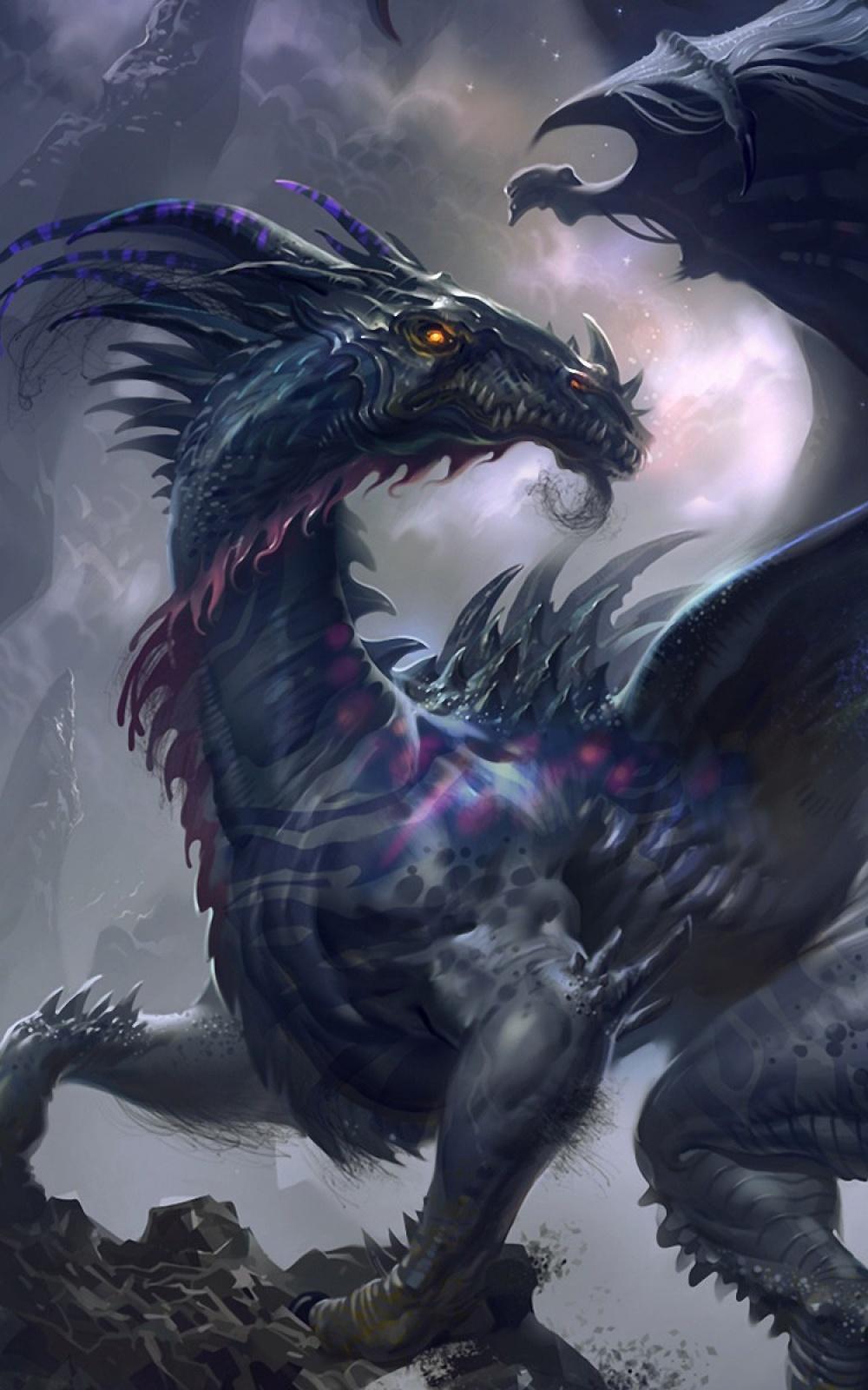 Grey Purple Fantasy Dragon Android Wallpaper free download