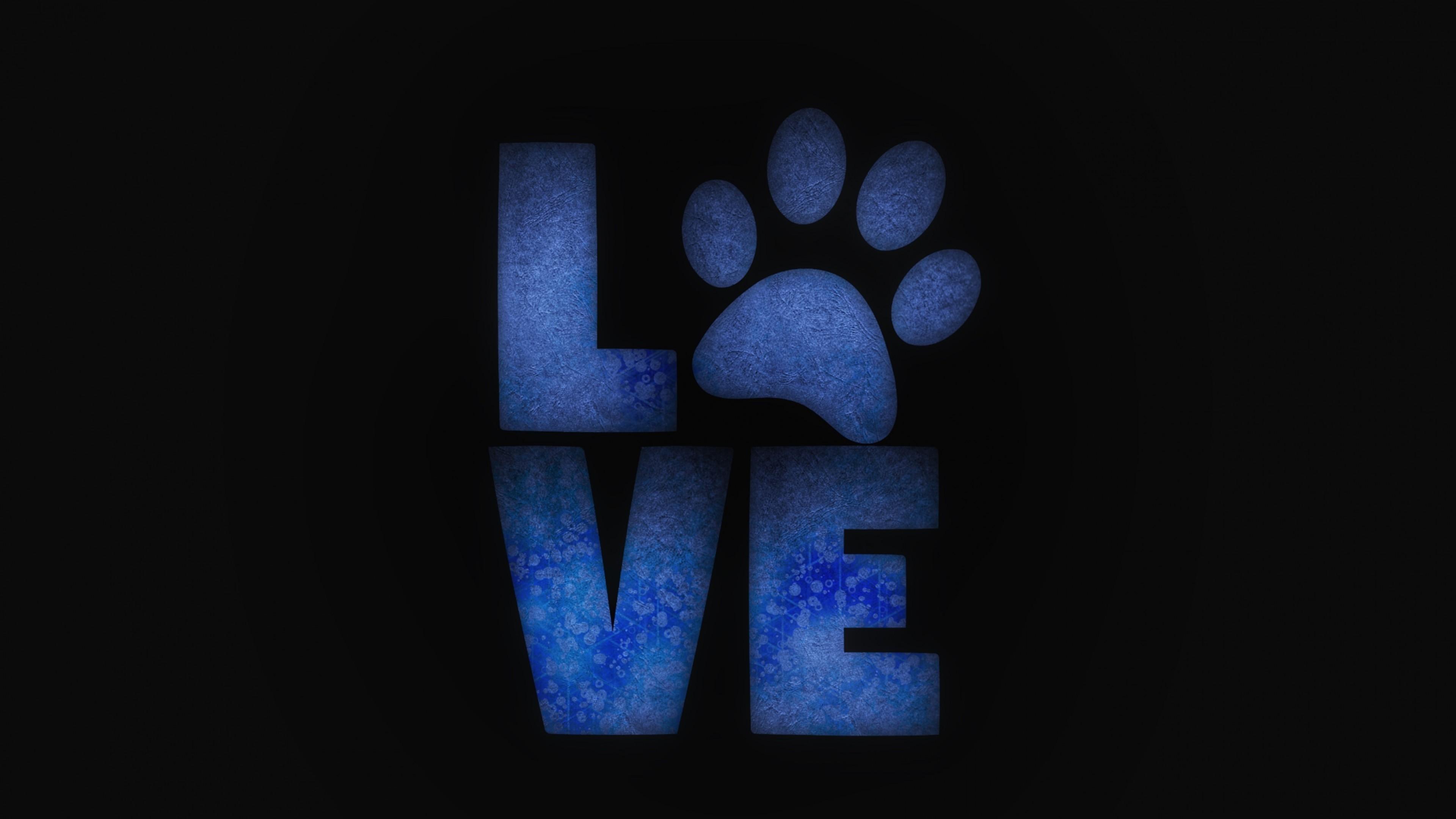 Download 3840x2160 Pet Love, Paw, Letter Wallpaper for UHD