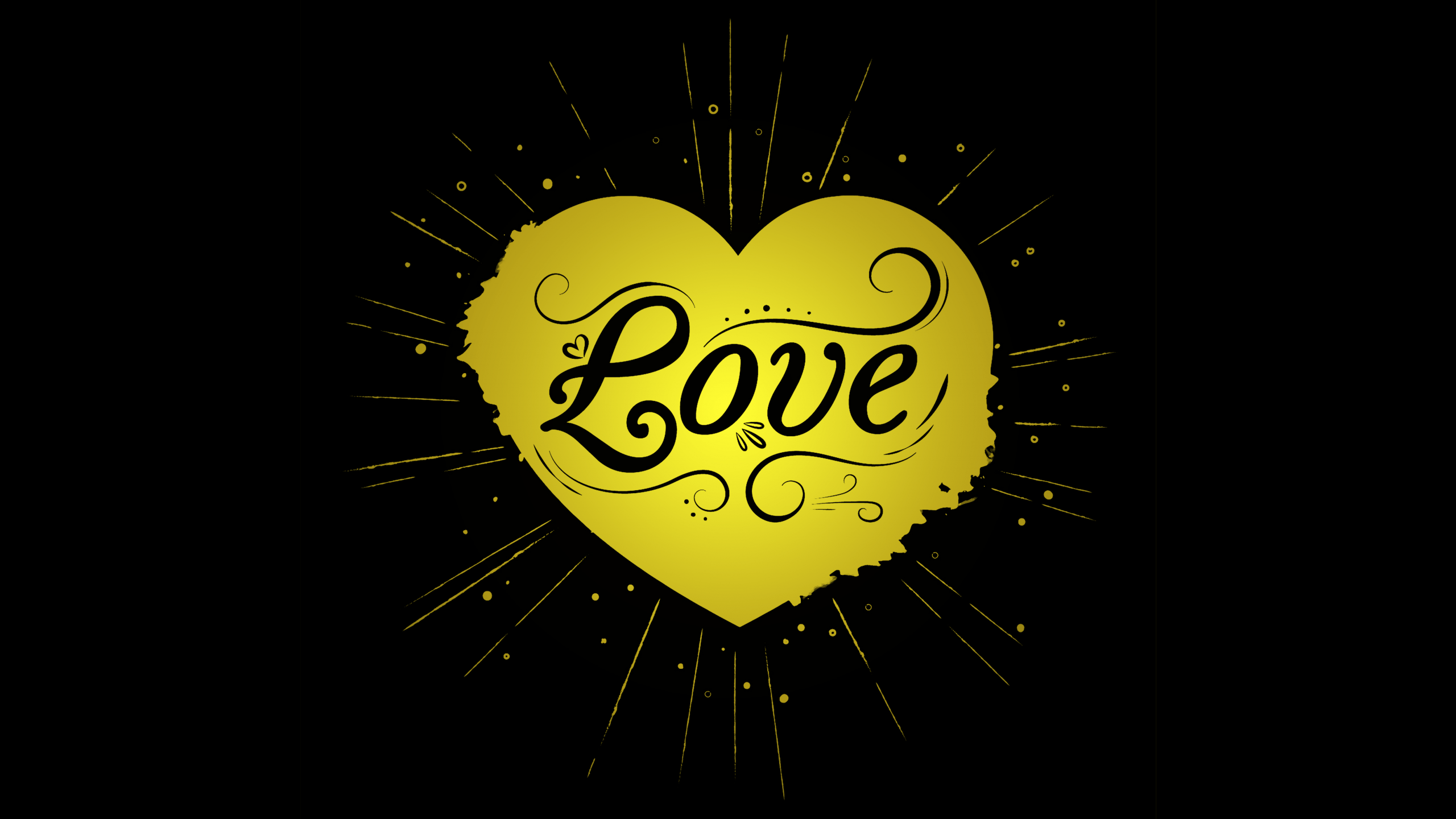 Download 2560x1440 Yellow Heart, Love, Letter Wallpaper