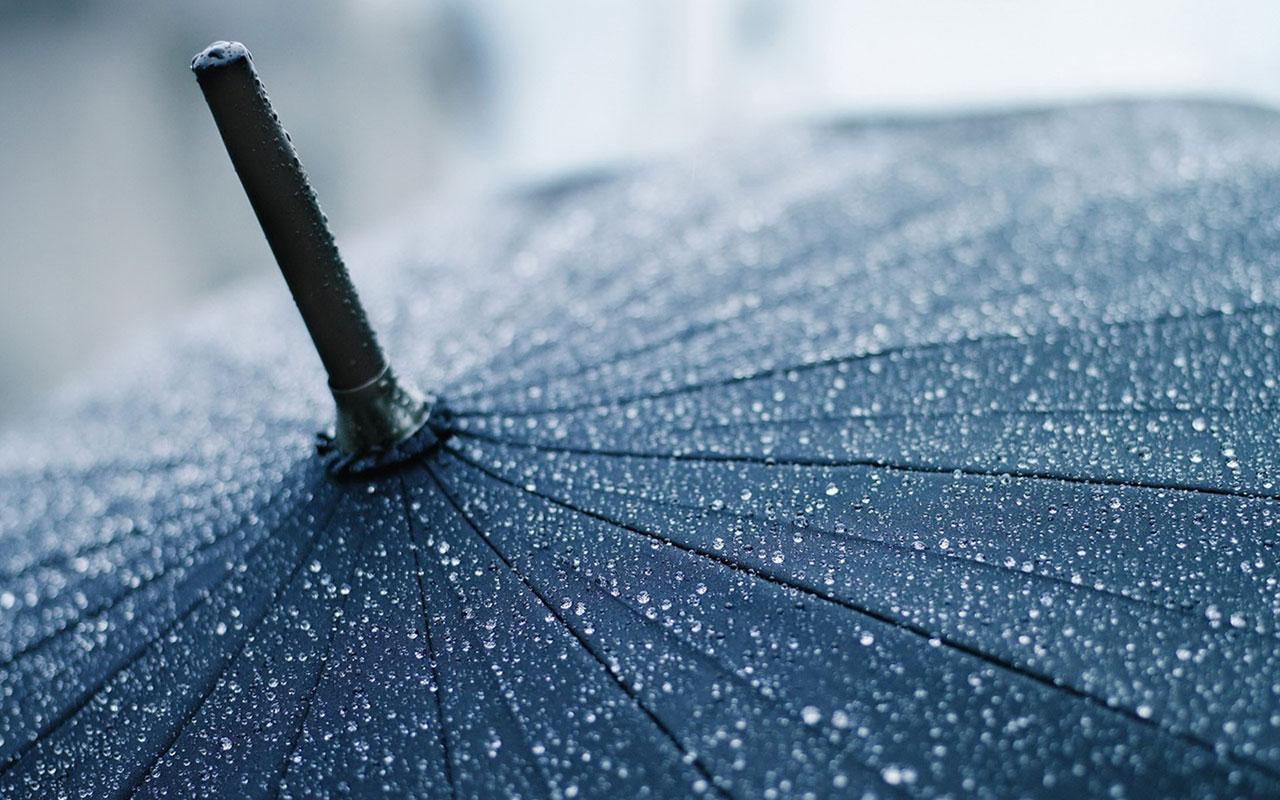 Style: black umbrella in the rain drops photography