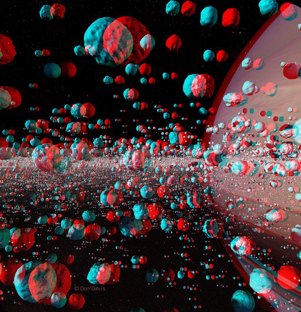 Don Davis 3D anaglyph of Saturn Rings. Anaglyph 3D