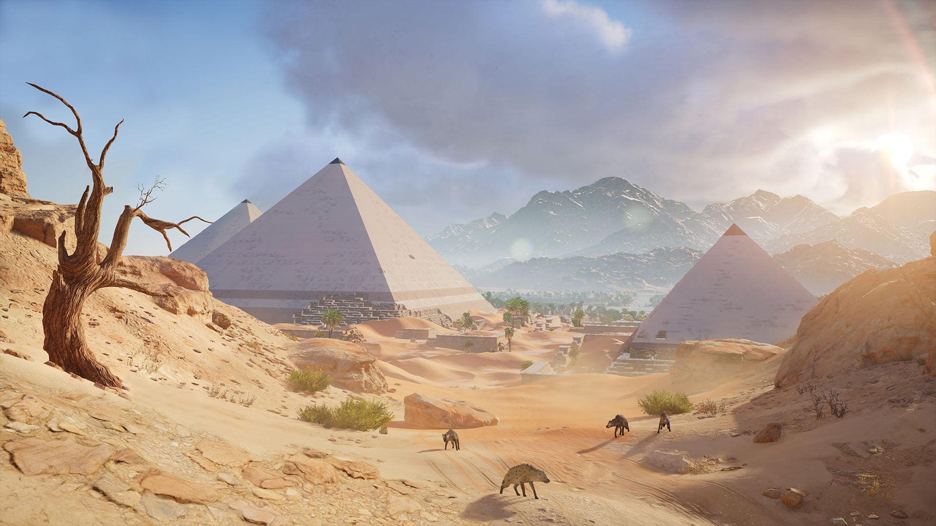 White pyramids illustration, Assassin's Creed: Origins