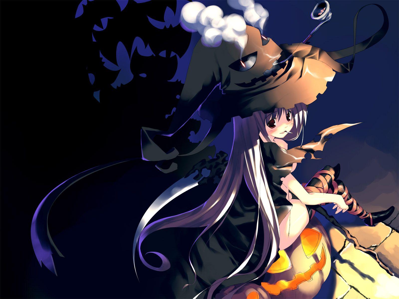 Cute Witch Anime Wallpaper. Anime halloween, Witch wallpaper, Anime