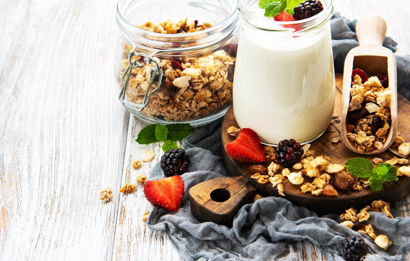 Wallpaper berries, Breakfast, yogurt, granola image