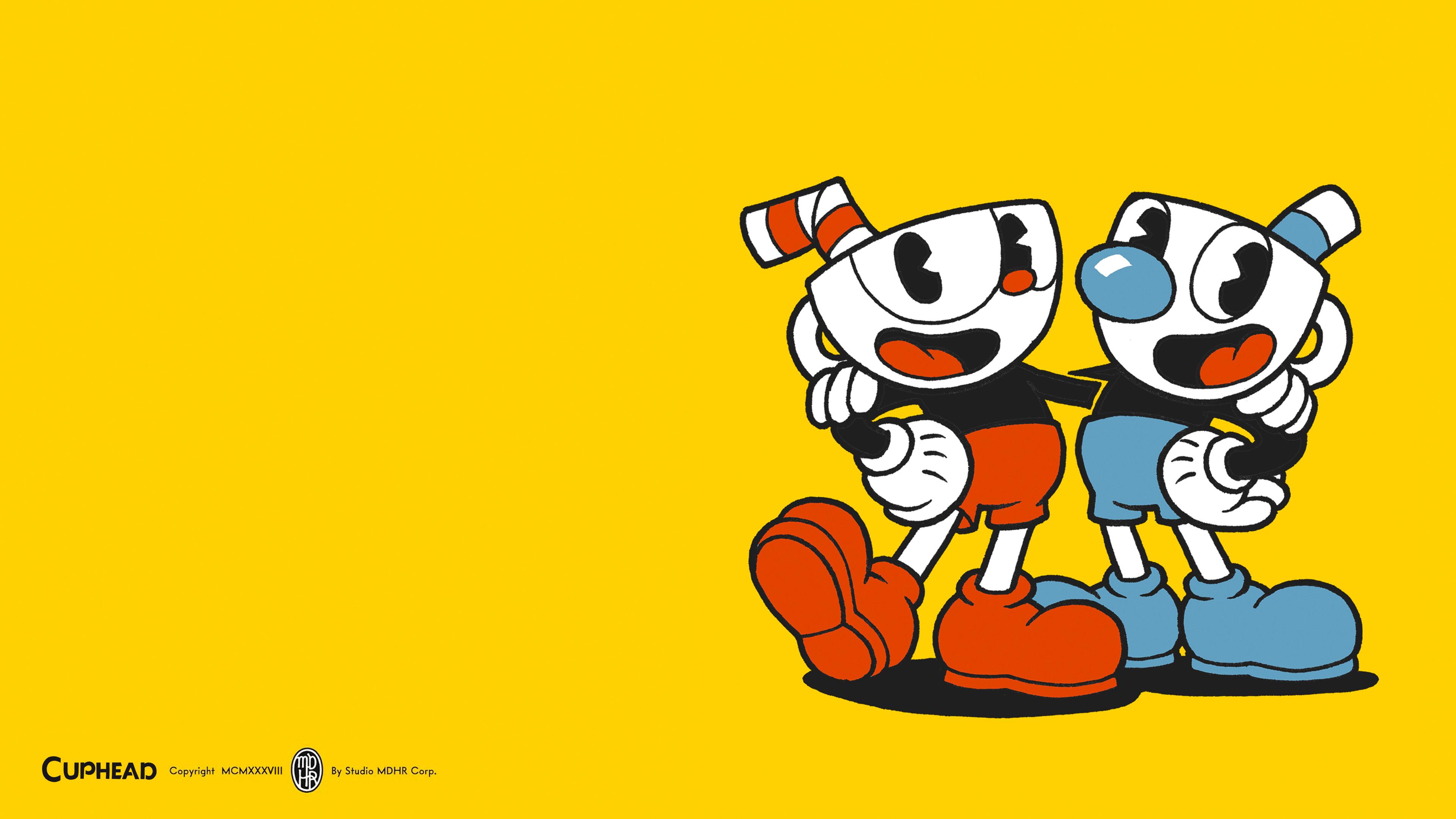 Cuphead and Mugman Color Wallpaper. Cat with Monocle