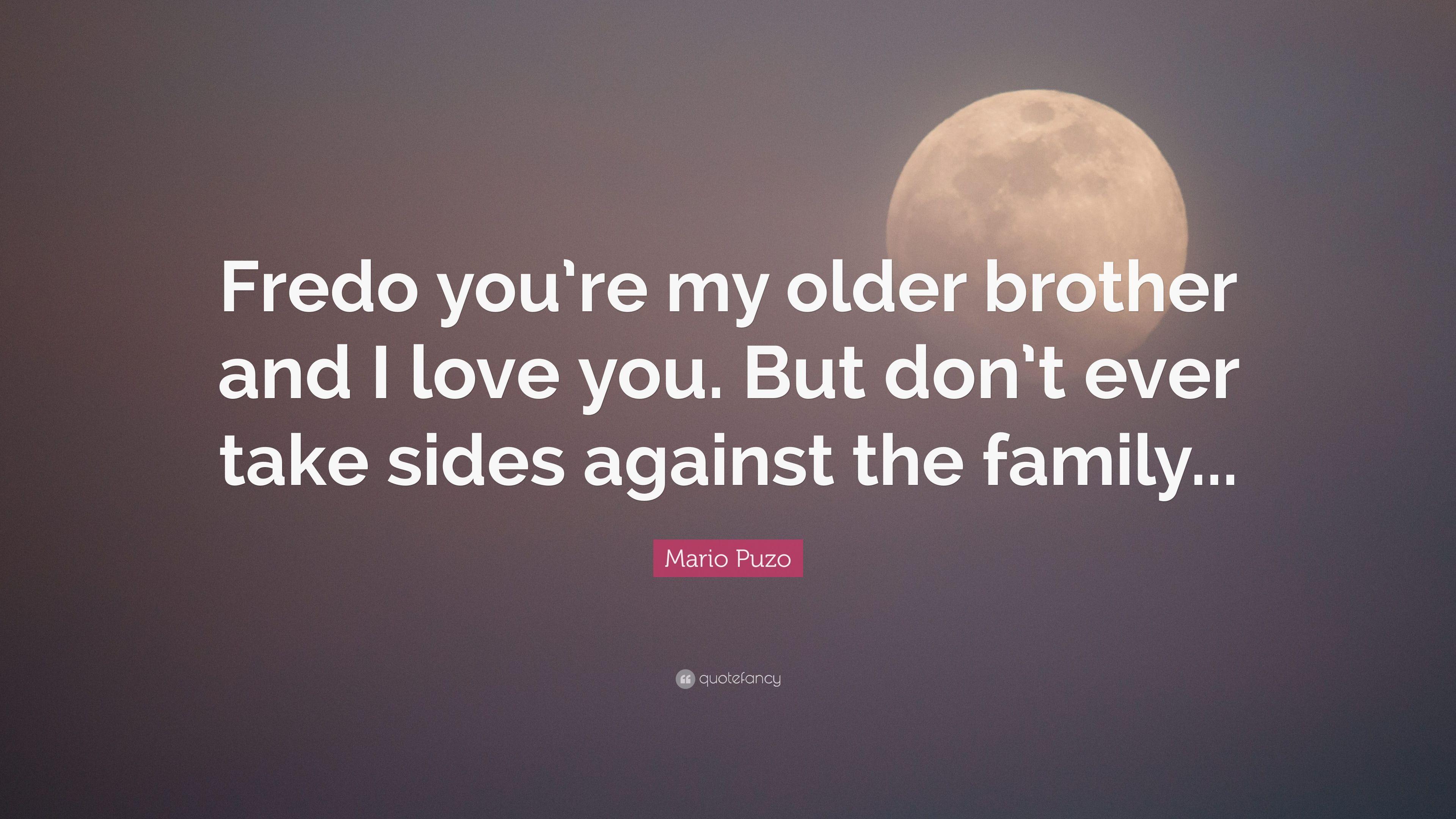 Mario Puzo Quote: “Fredo you're my older brother and I love