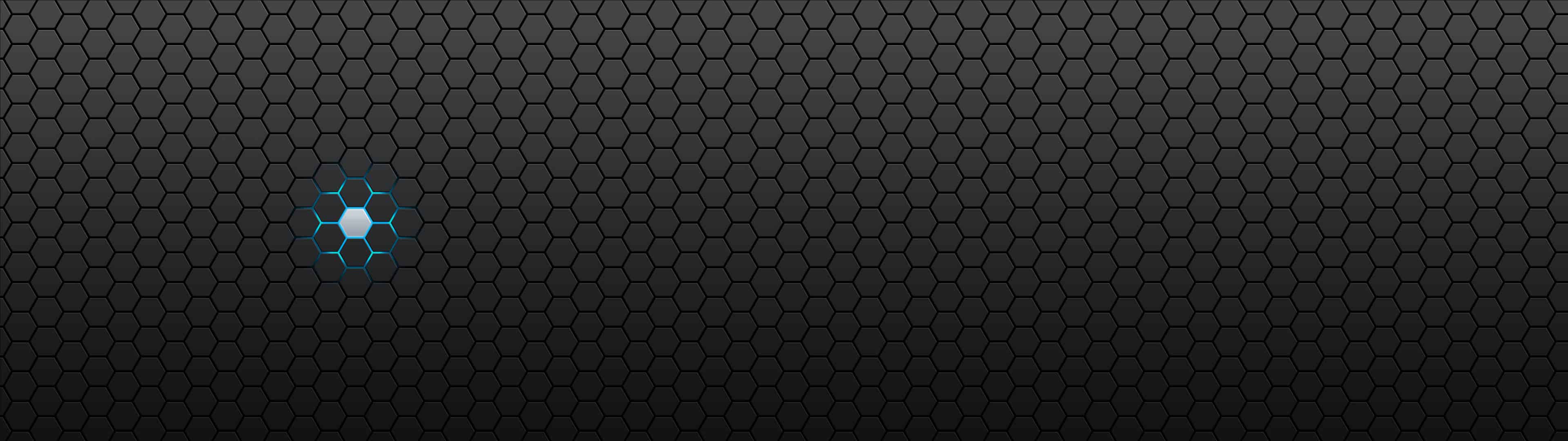 Octagon Pattern Black And Blue Dual Monitor Wallpaper