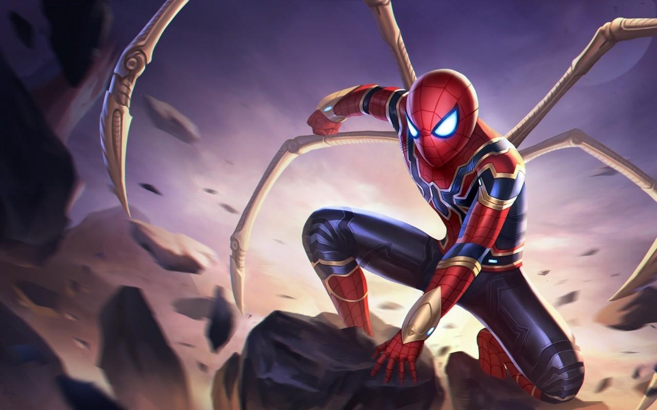 Download 1280x800 Spider Man, Rocks, Iron Spider Armor