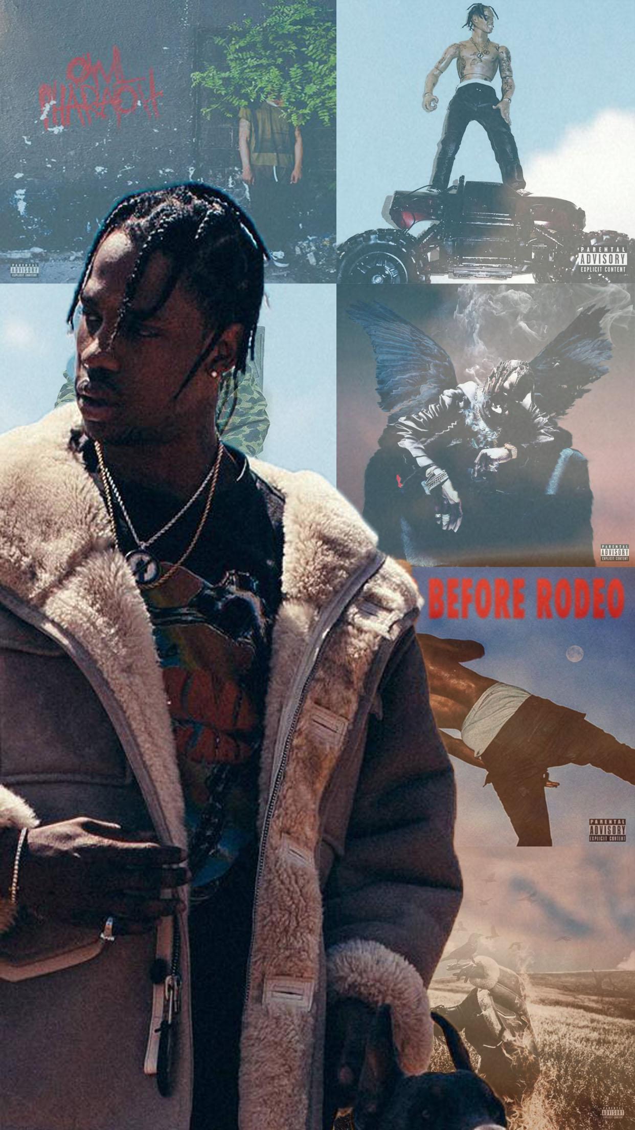 Here's a collage of Travis Scott's albums I createdwallpaper
