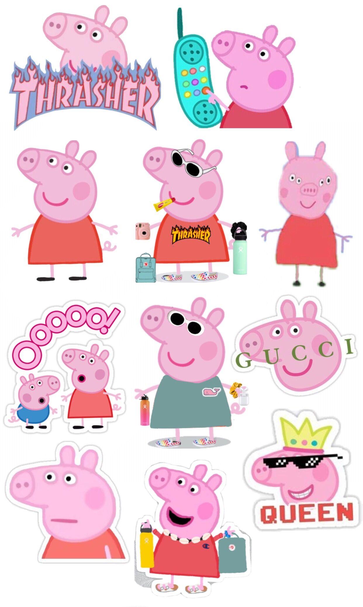 PEPPPAAAA?? WHAT ARE YOU DOING ON MY WALLPAPER?!. Girl stickers, Funny iphone wallpaper, Print stickers