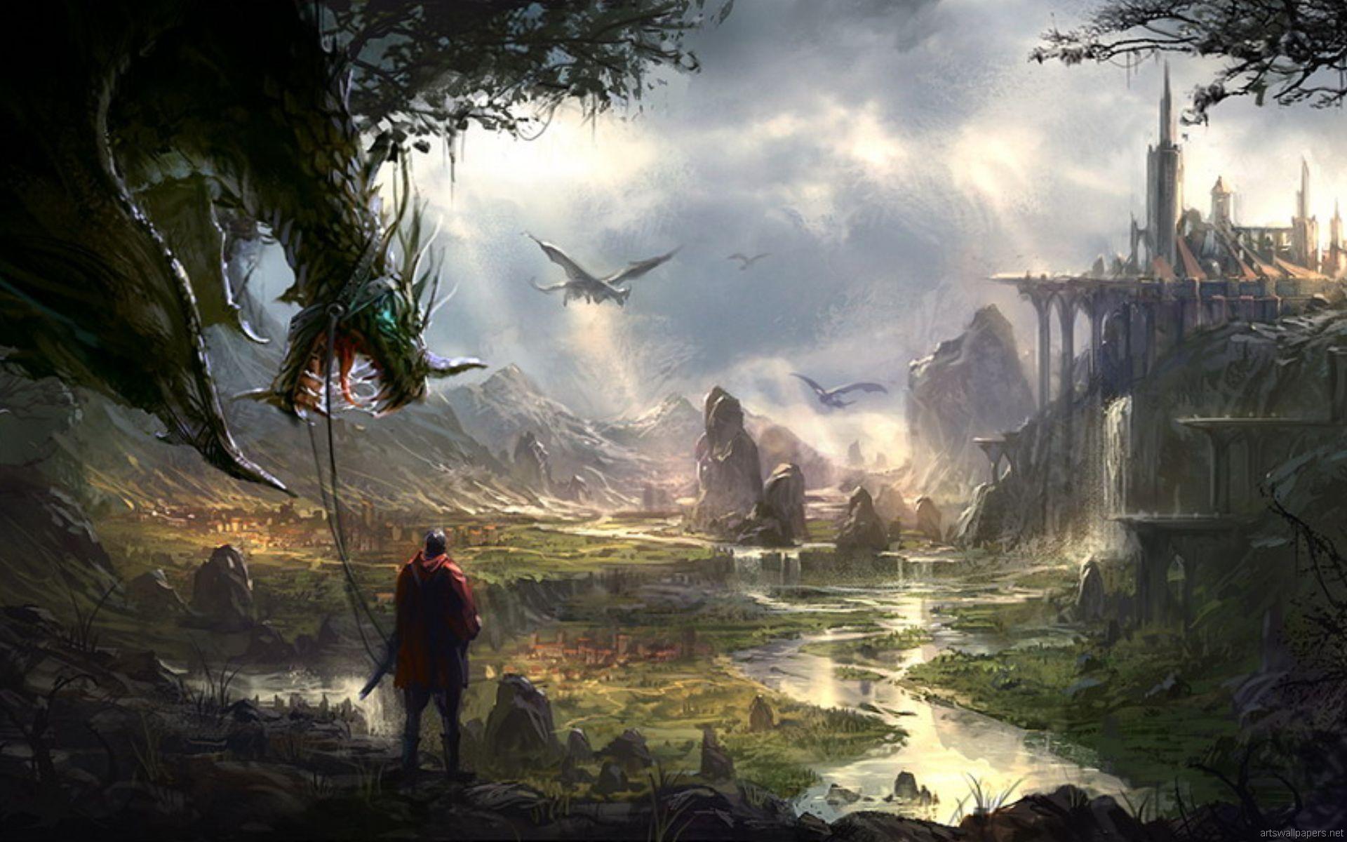 Taming dragons the old fashioned way. Fantasy picture, Fantasy image, Fantasy art landscapes