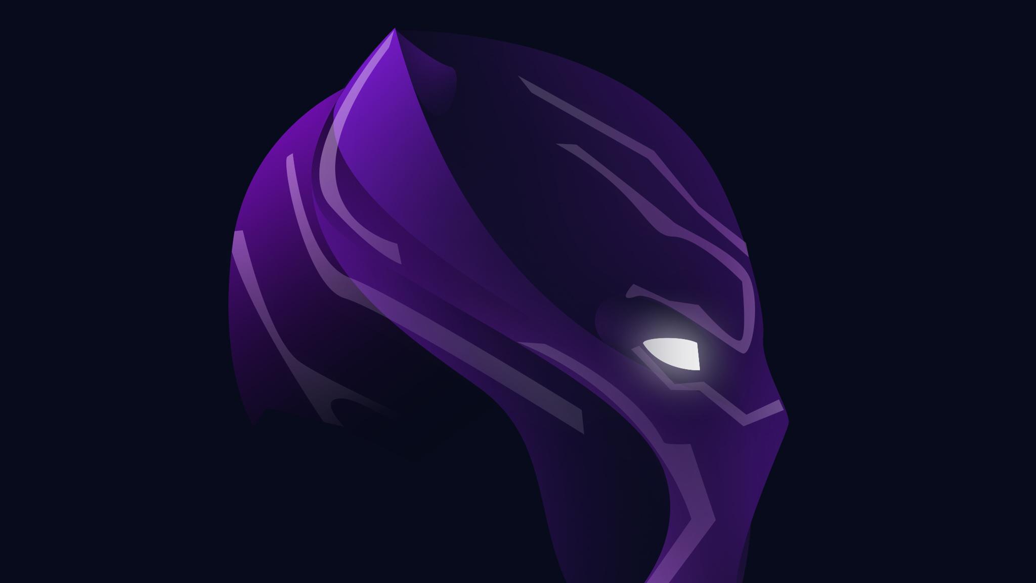Black Panther Neon Face Art 2048x1152 Resolution