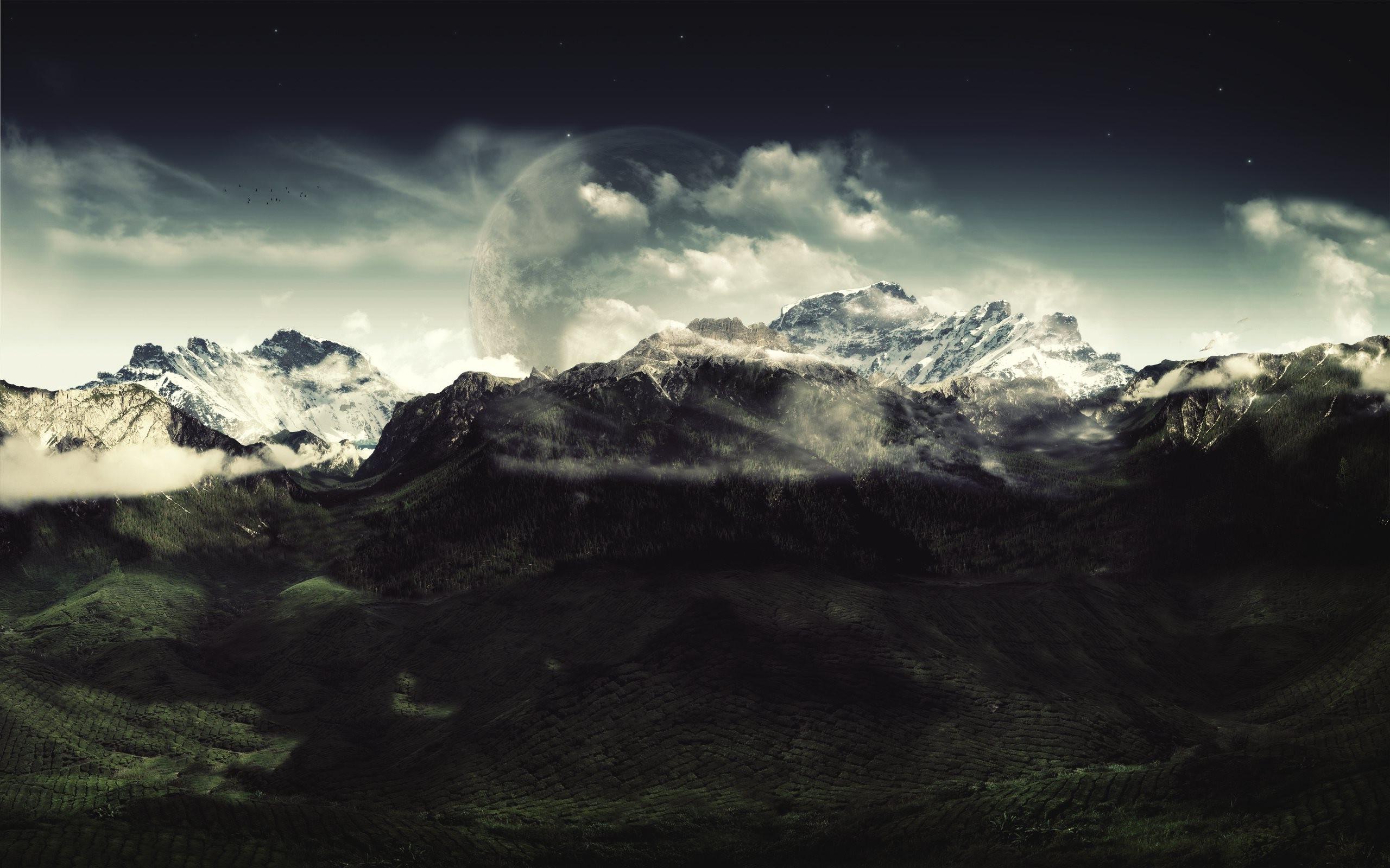 mountain, Clouds, Dark, Nature, Landscape Wallpaper HD / Desktop