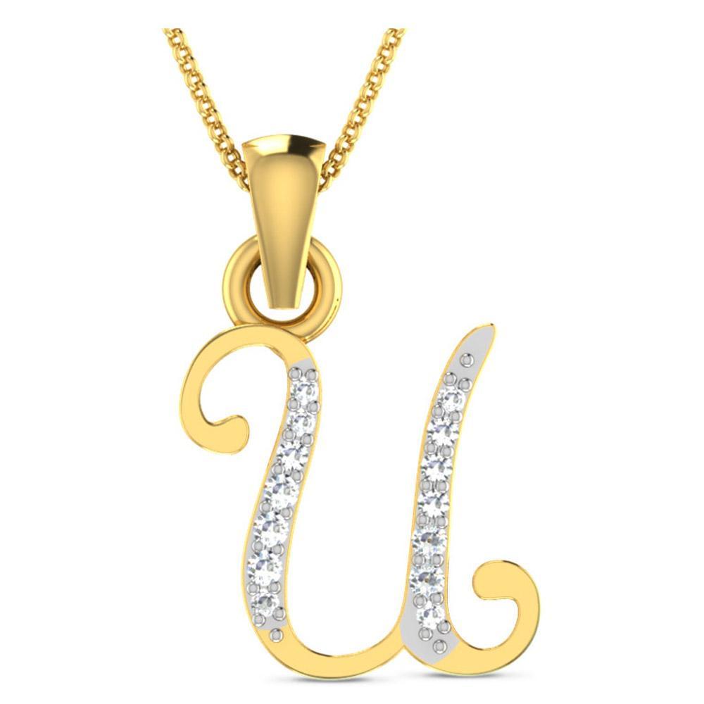 Viva Jewellery Gold & Diamond Pendant 'U'