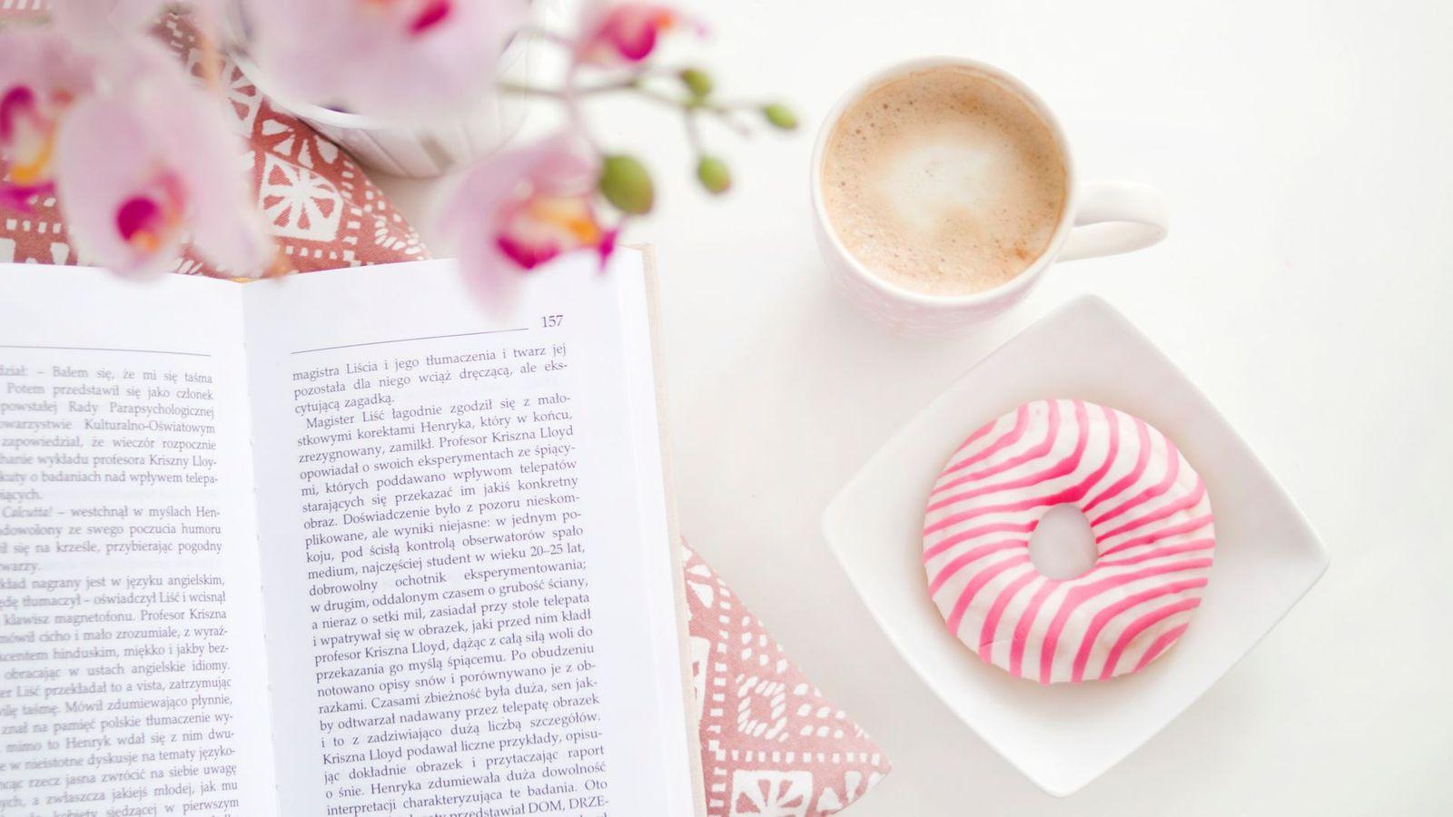 Coffee Book and Donut Wallpaper