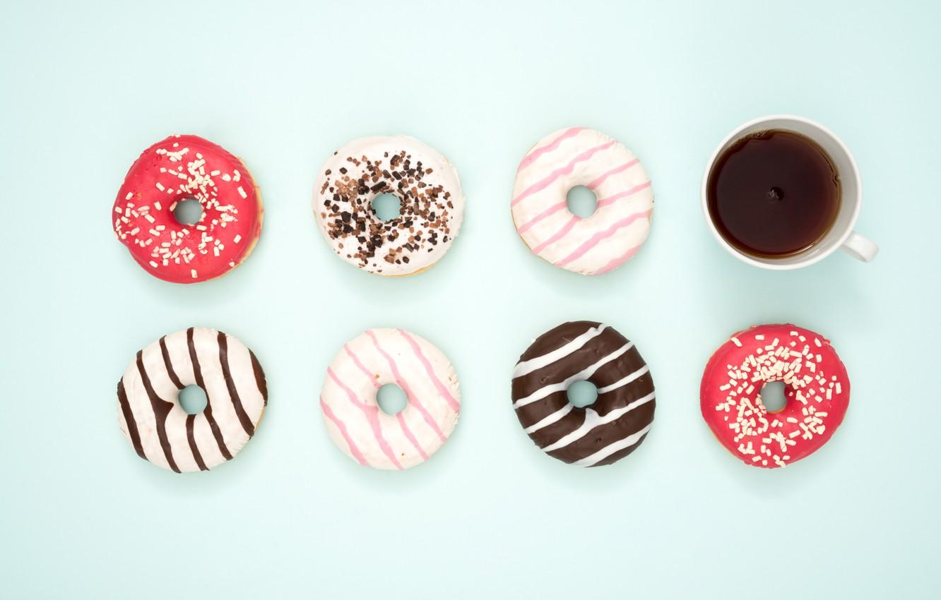 Wallpaper coffee, Breakfast, donuts, Colorful, Donut