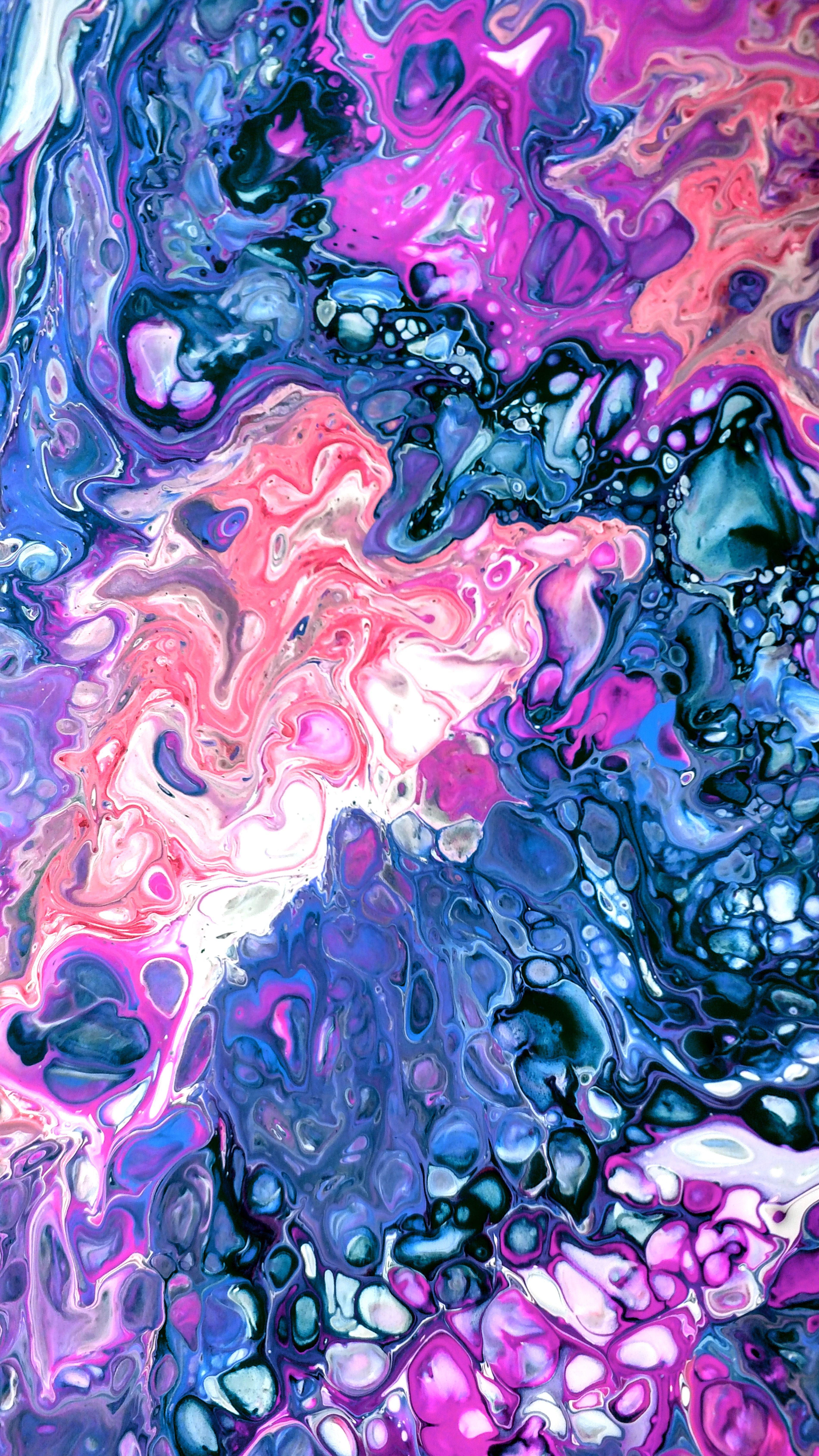 Fun colors in a fluid pour painting #originalart. Colorful