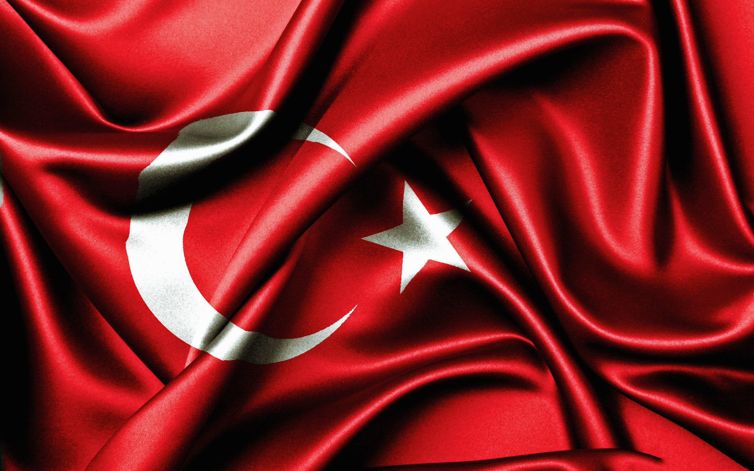 Download wallpaper Turkish flag, silk flags, Turkish