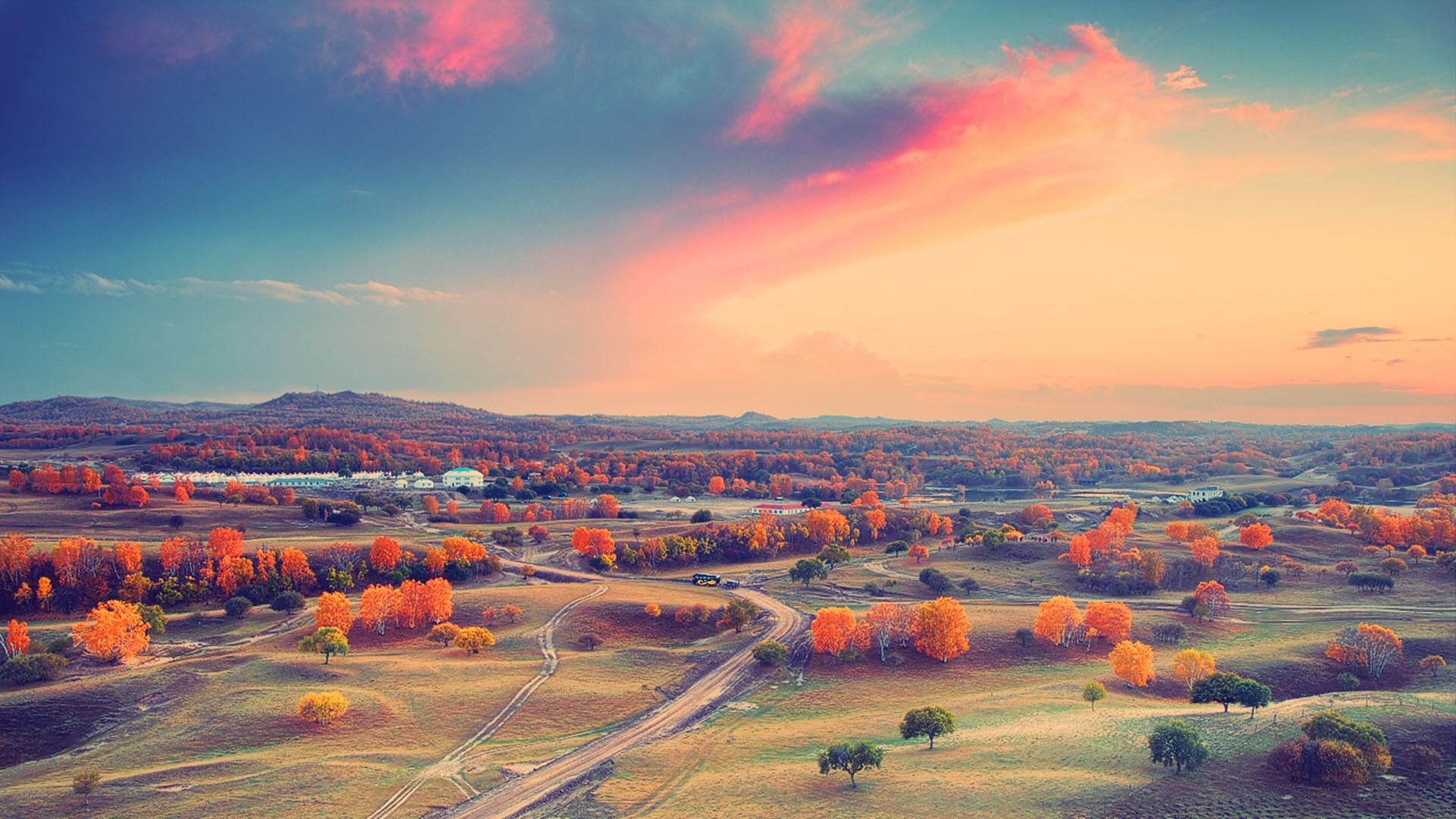 Autumn Sunset Desktop Wallpaper