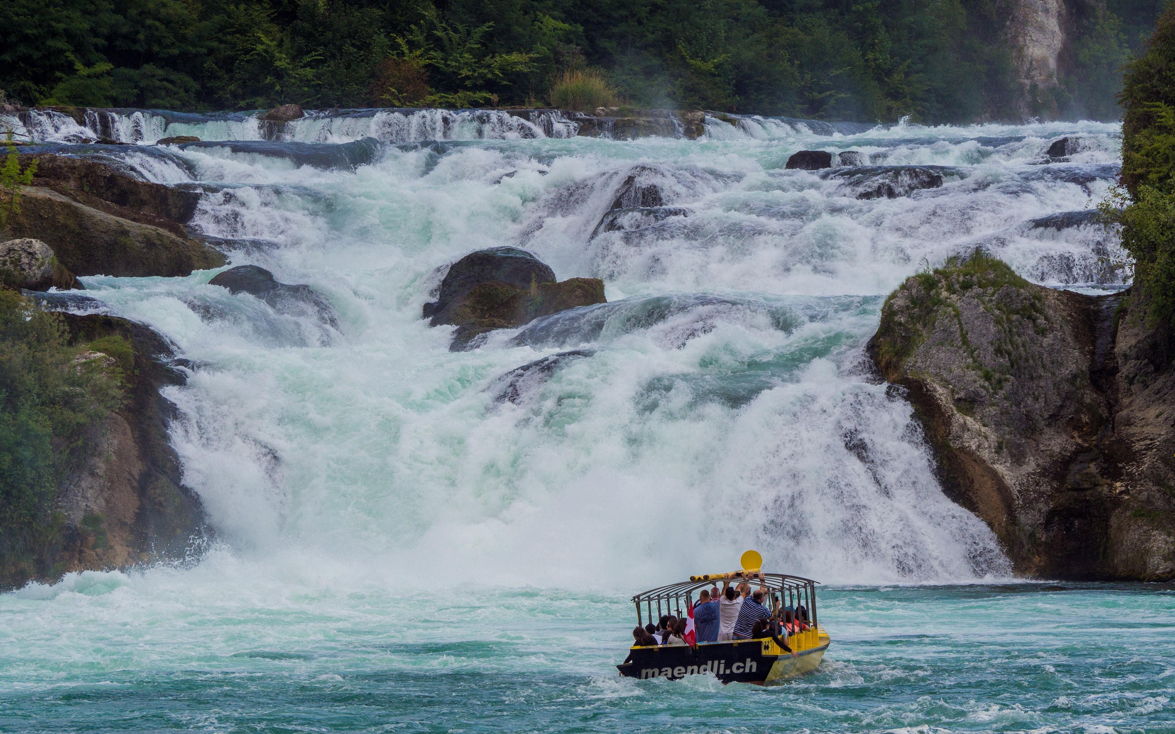 Rhine Falls Dishy Waterfall in Switzerland 4K Wallpaper