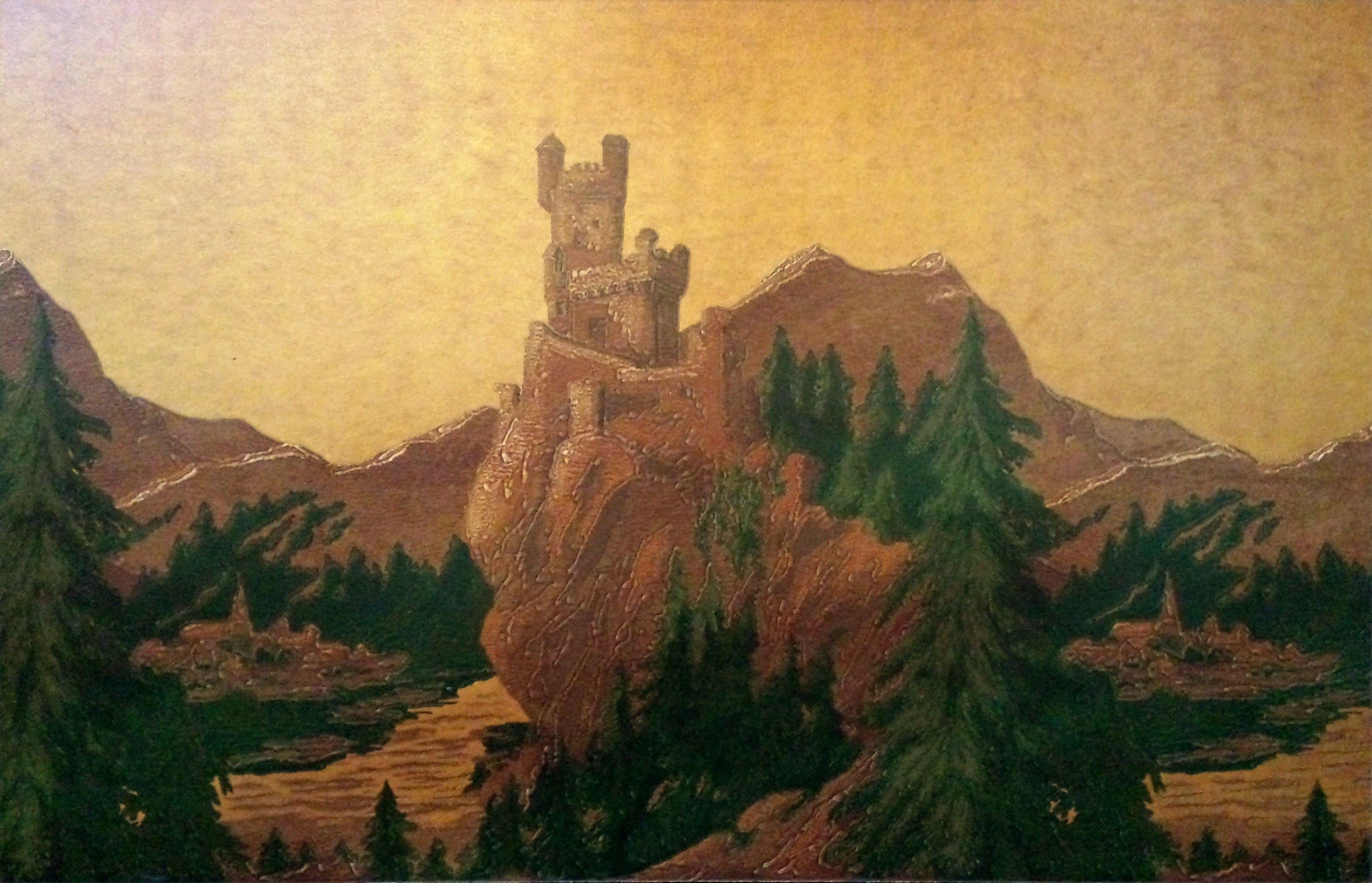 “The Rhine Castles” Frieze Antique Wallpaper Art