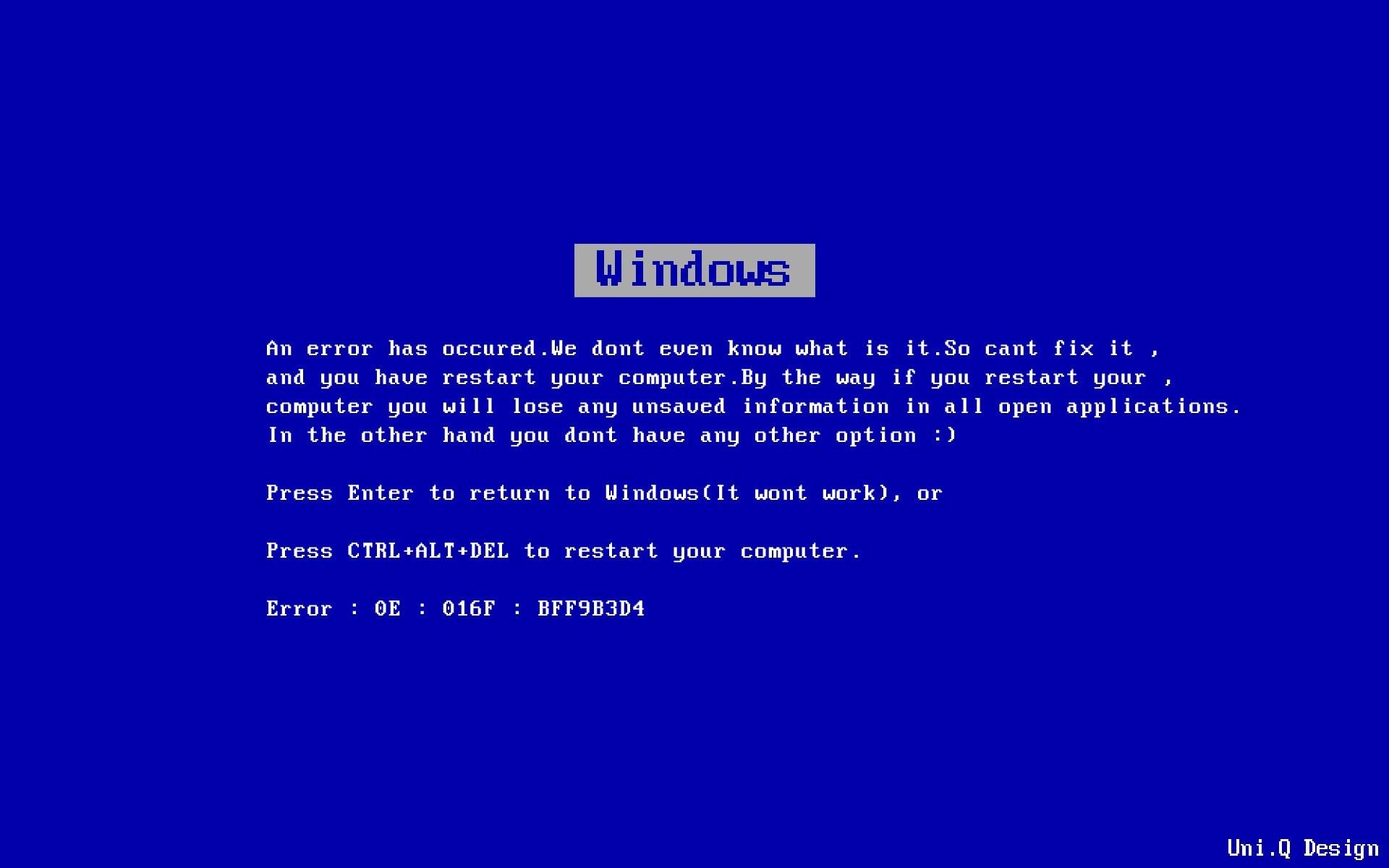Error Microsoft Microsoft Windows Blue Screen of Death