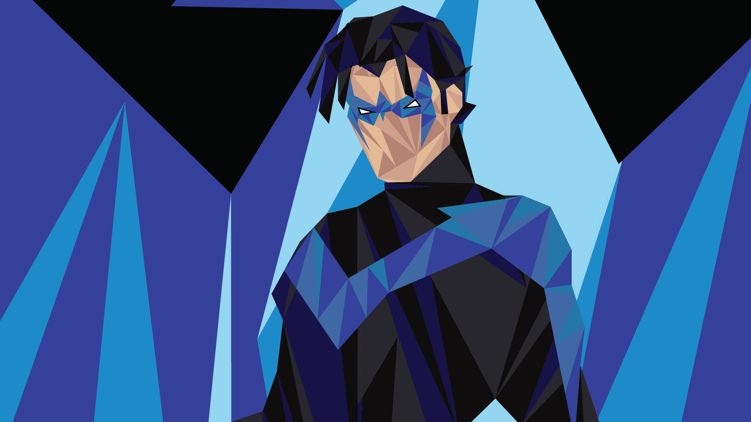 Nightwing Low Poly Art, HD Superheroes, 4k Wallpaper