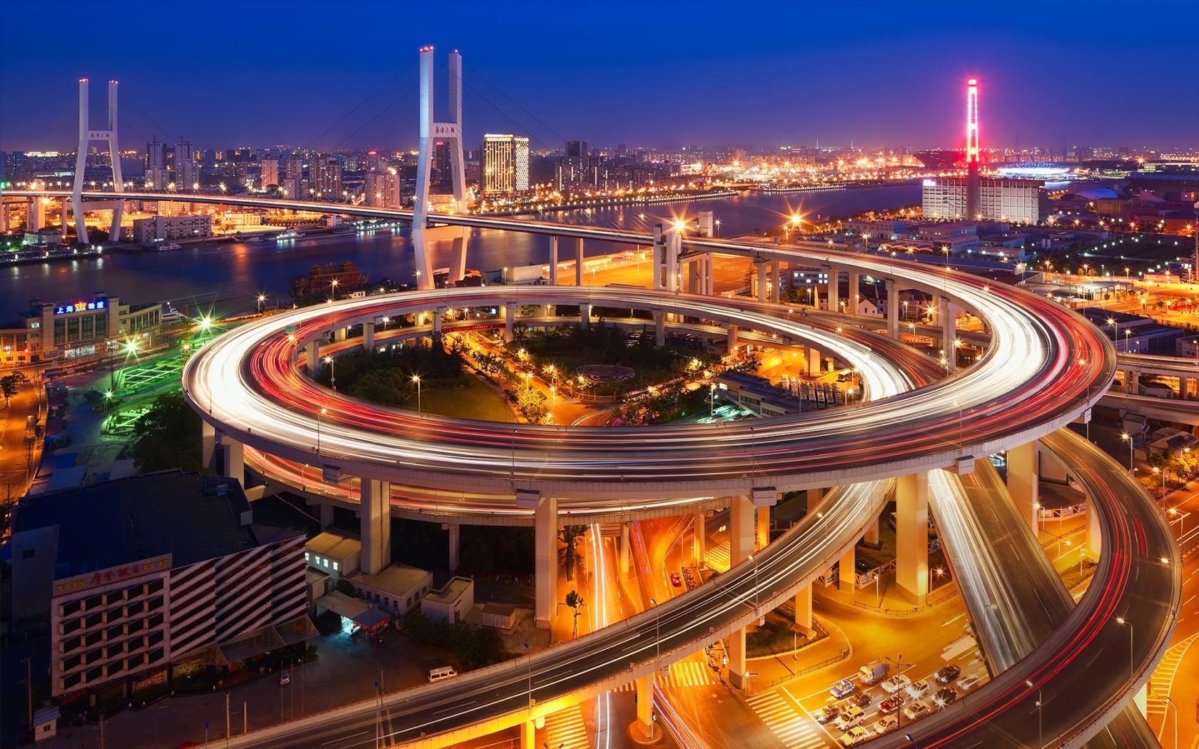 Amazing Shanghai Highways, Nanpu Bridge, China widescreen