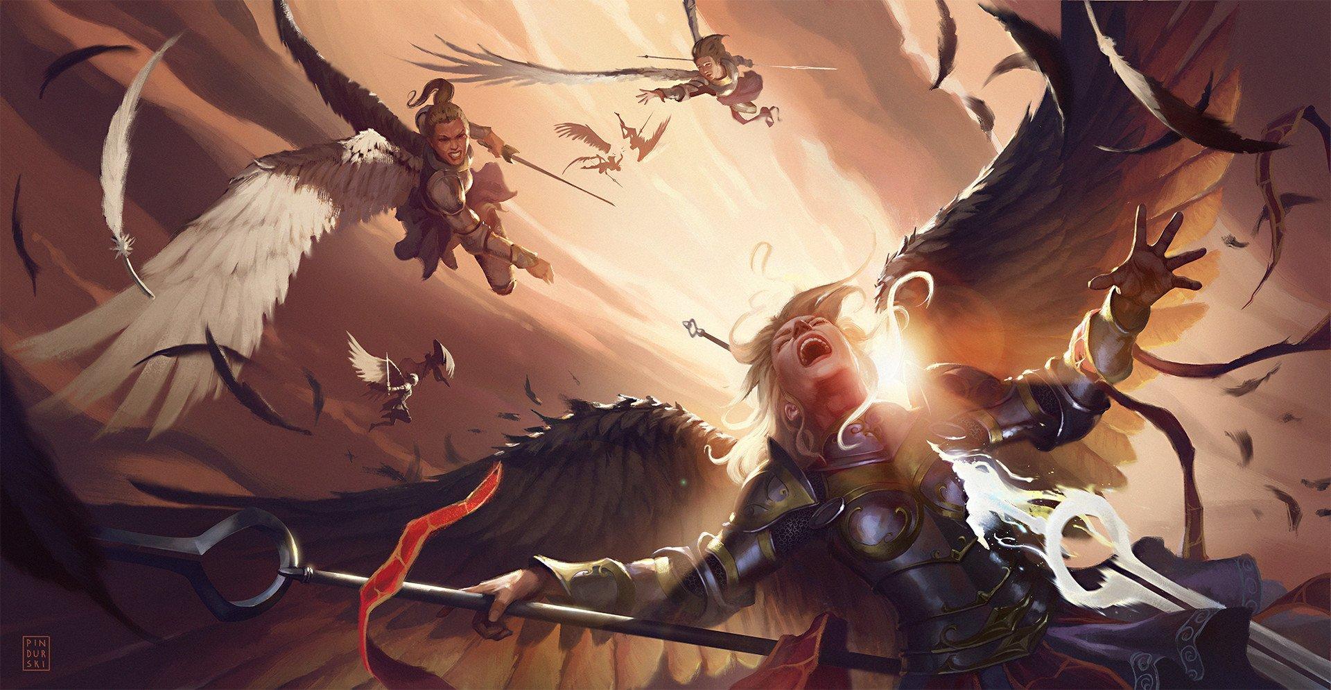 warrior fantasy art sword angel wallpaper