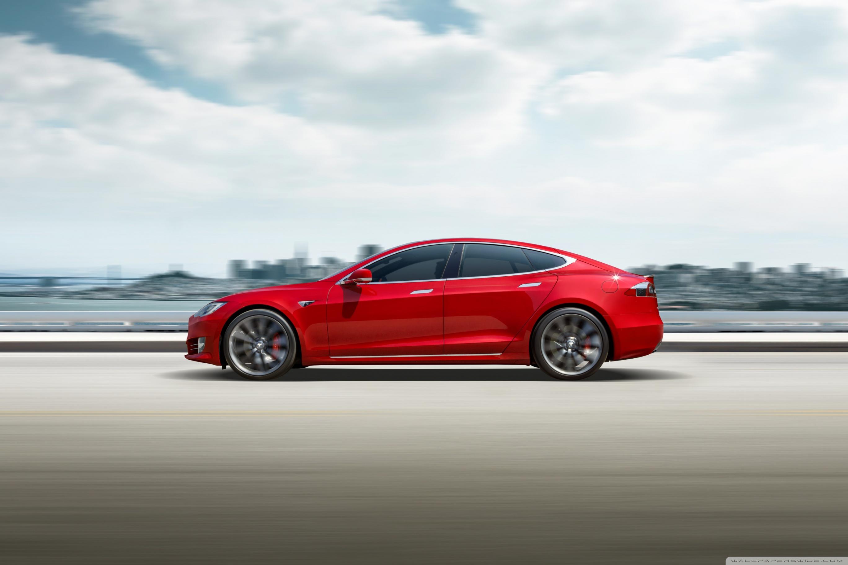 Red Tesla Model S Electric Car Speed ❤ 4K HD Desktop