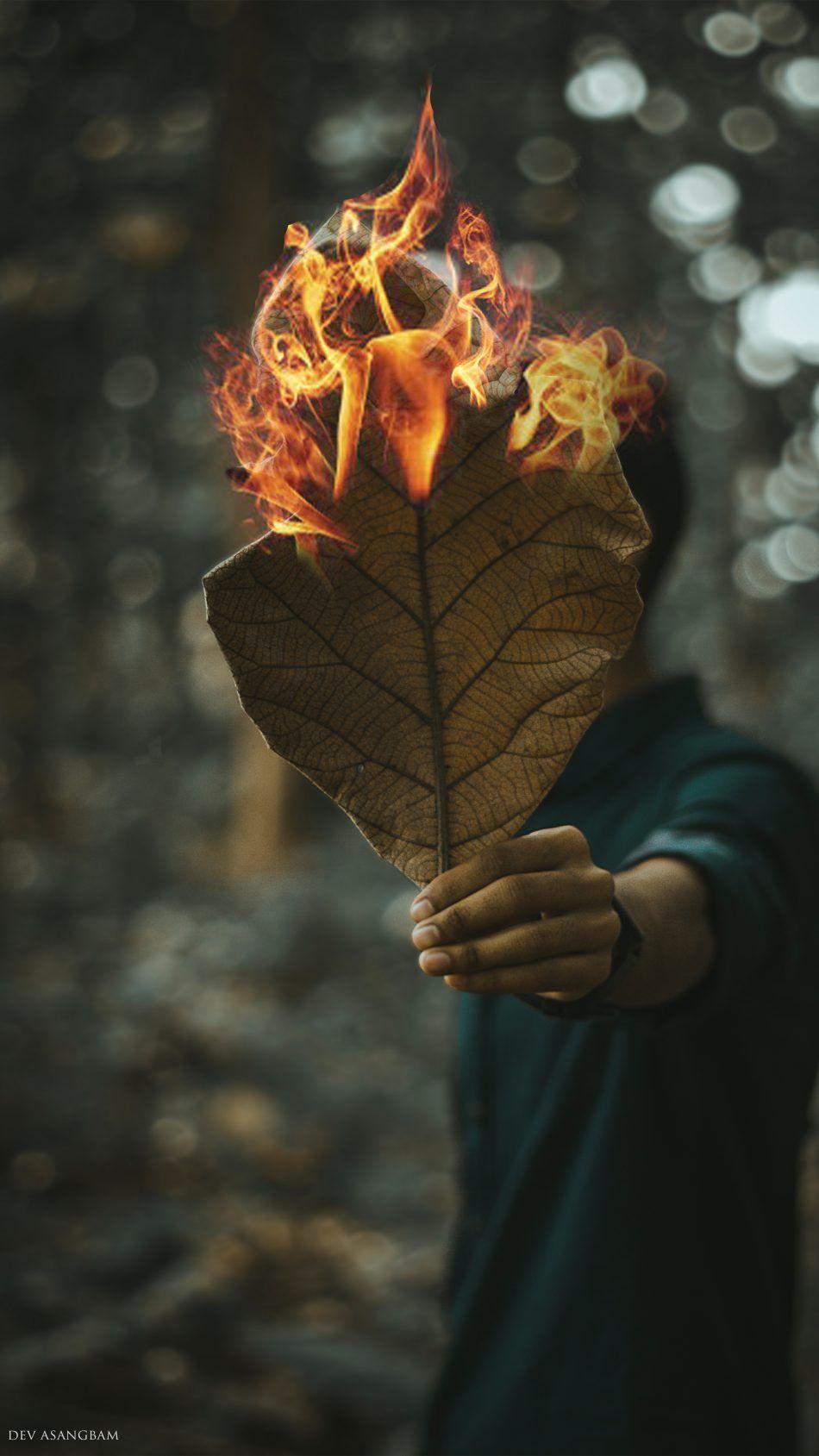 Man Leaves Fire Photography. Insta. Fire photography