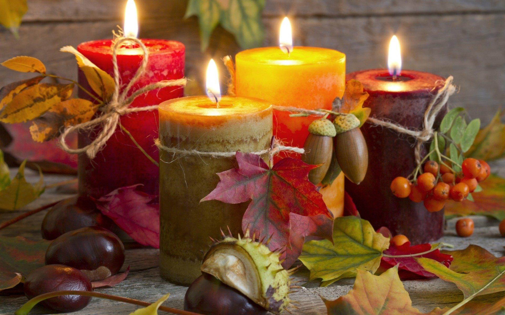 Autumn Still Life with Candles HD Wallpaper. Background